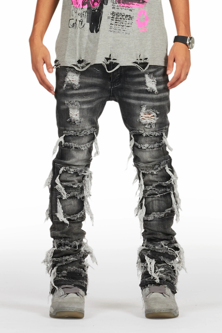 Shop Men’s Grey Stacked Jeans