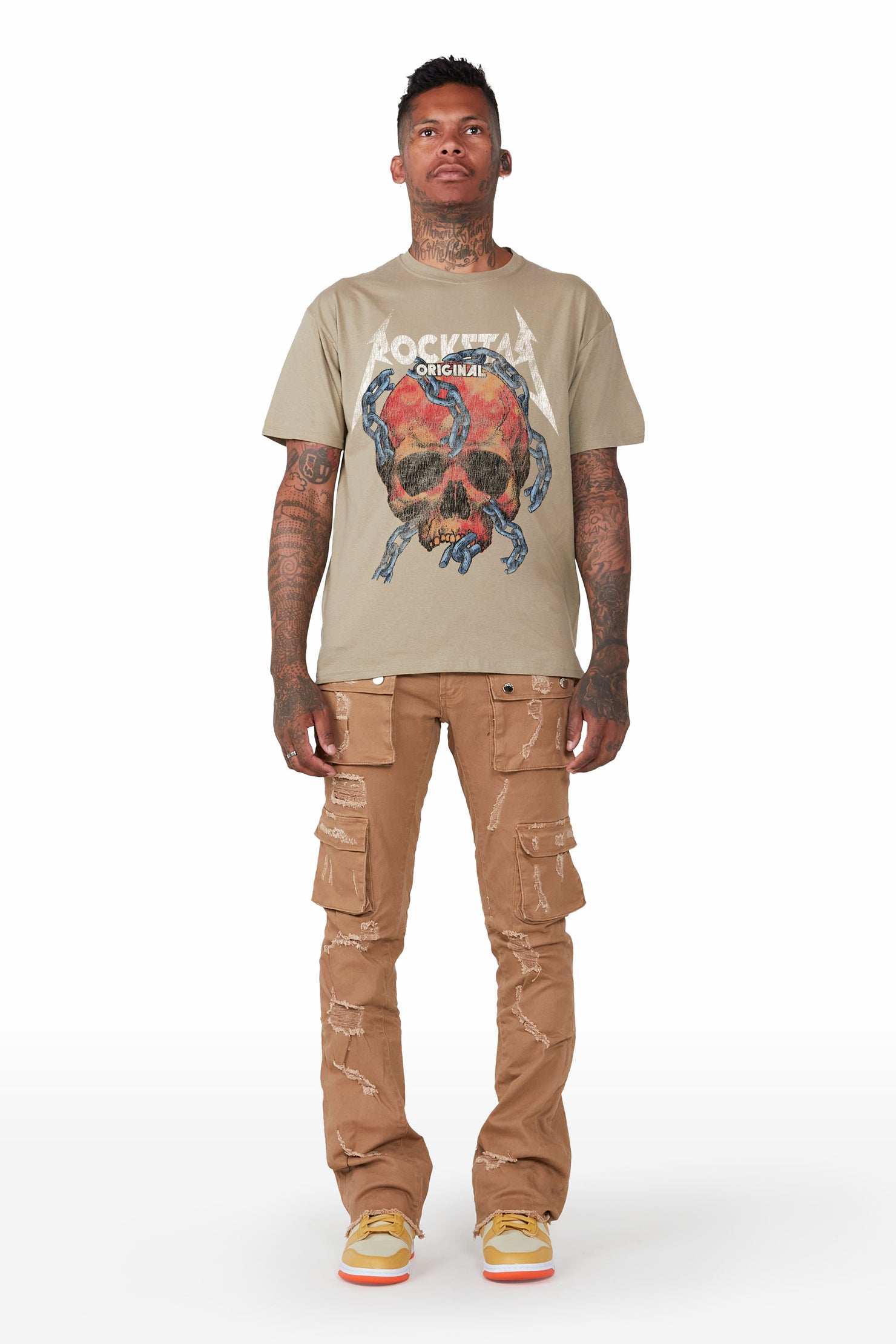 Clester Beige Graphic T-Shirt