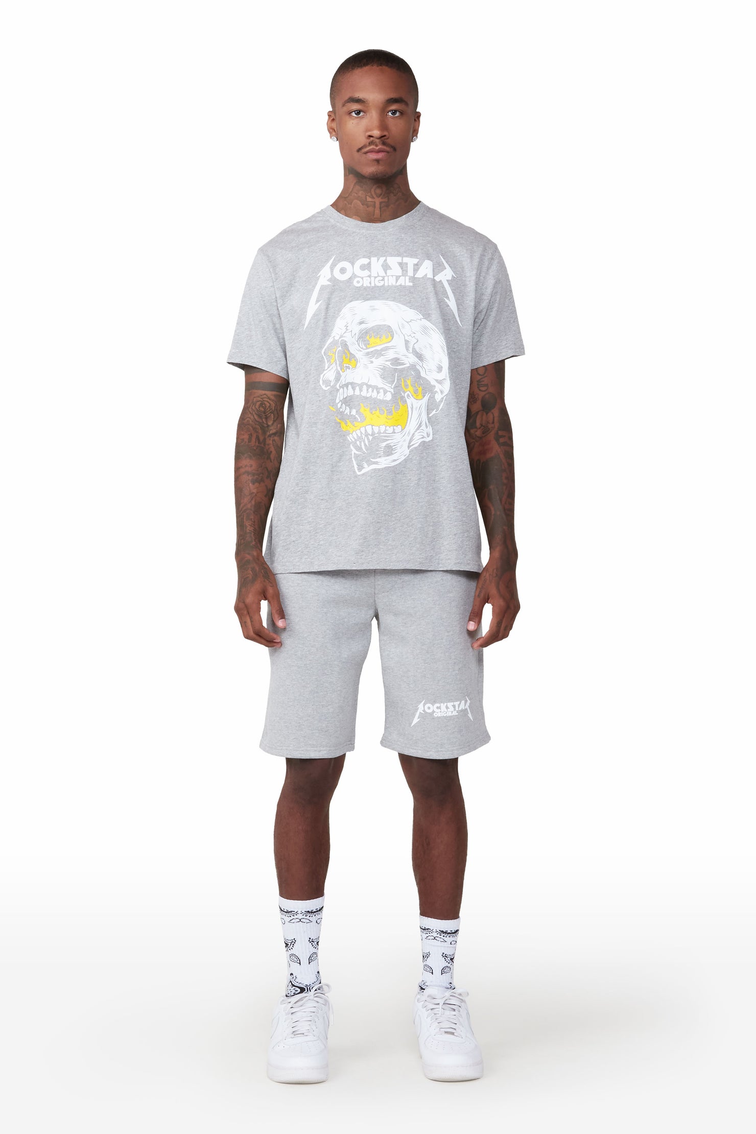 Wayan Heather Grey T-Shirt Short Set