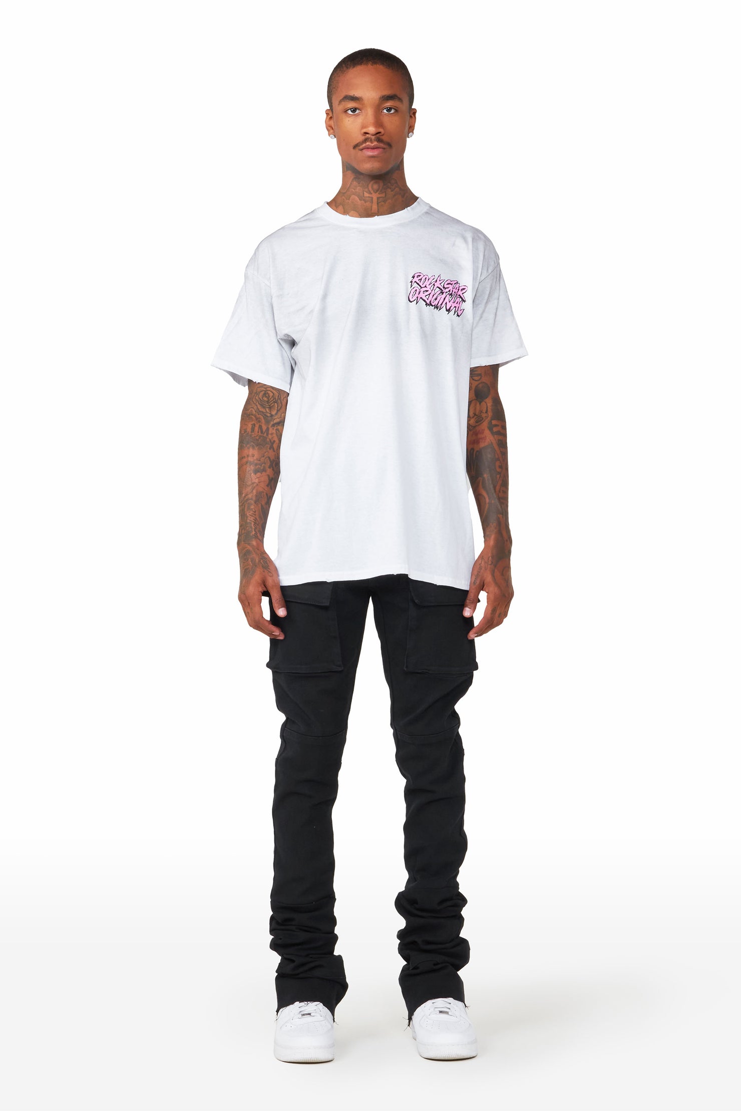 Nello Black Super Stacked Flare Jean