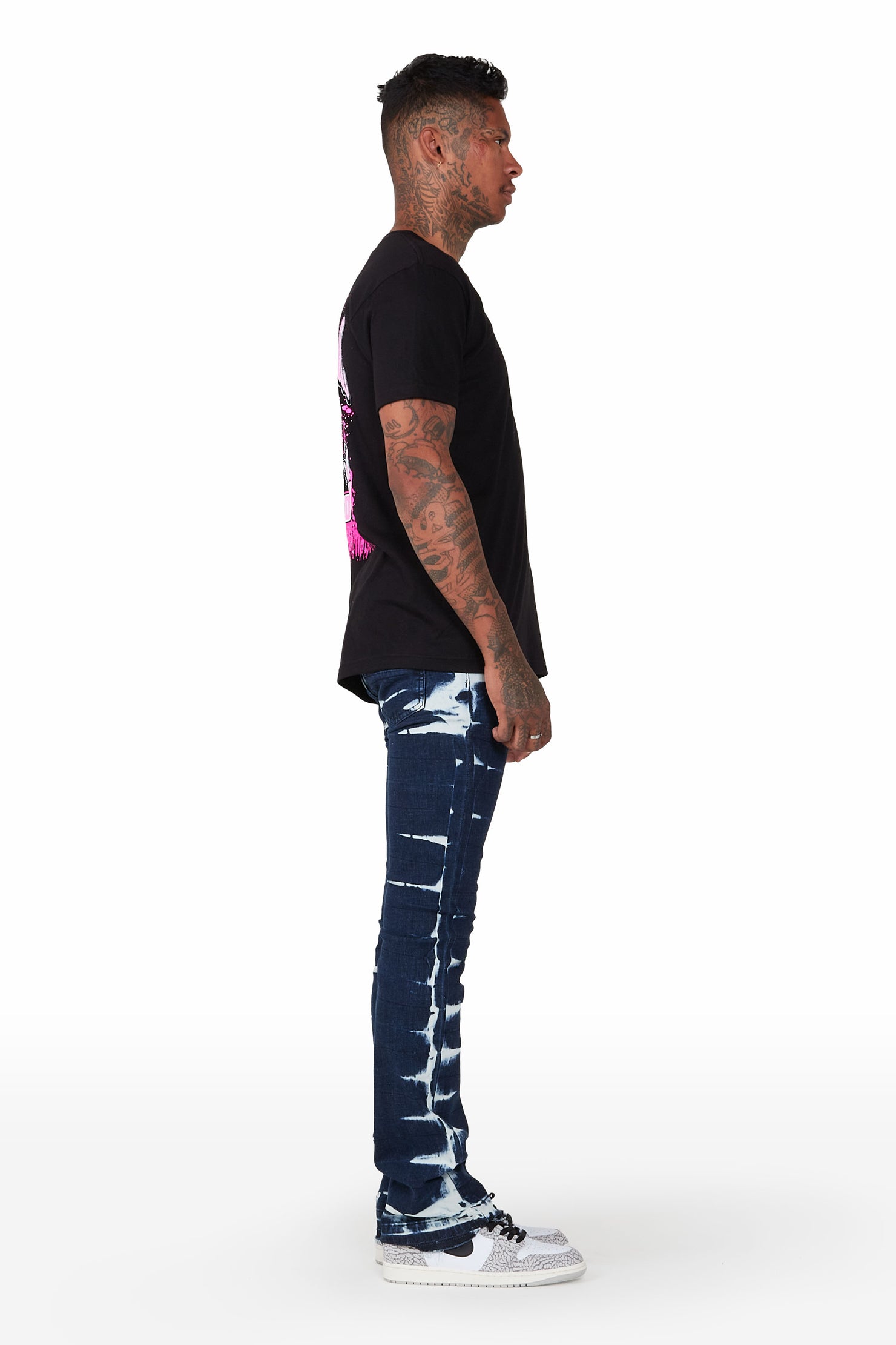 Dula Blue/White Stacked Flare Jean