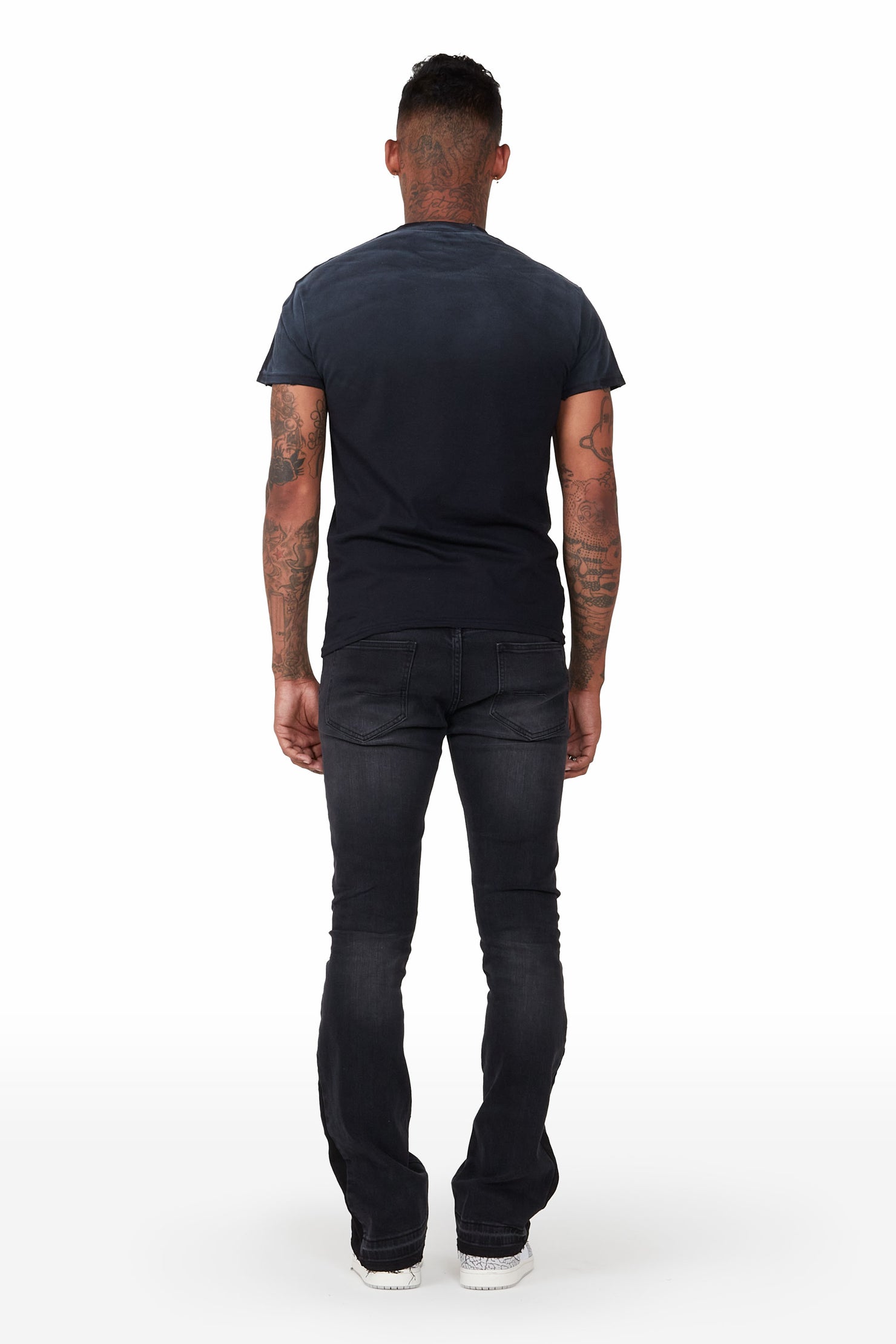 Yael Black Stacked Flare Jean