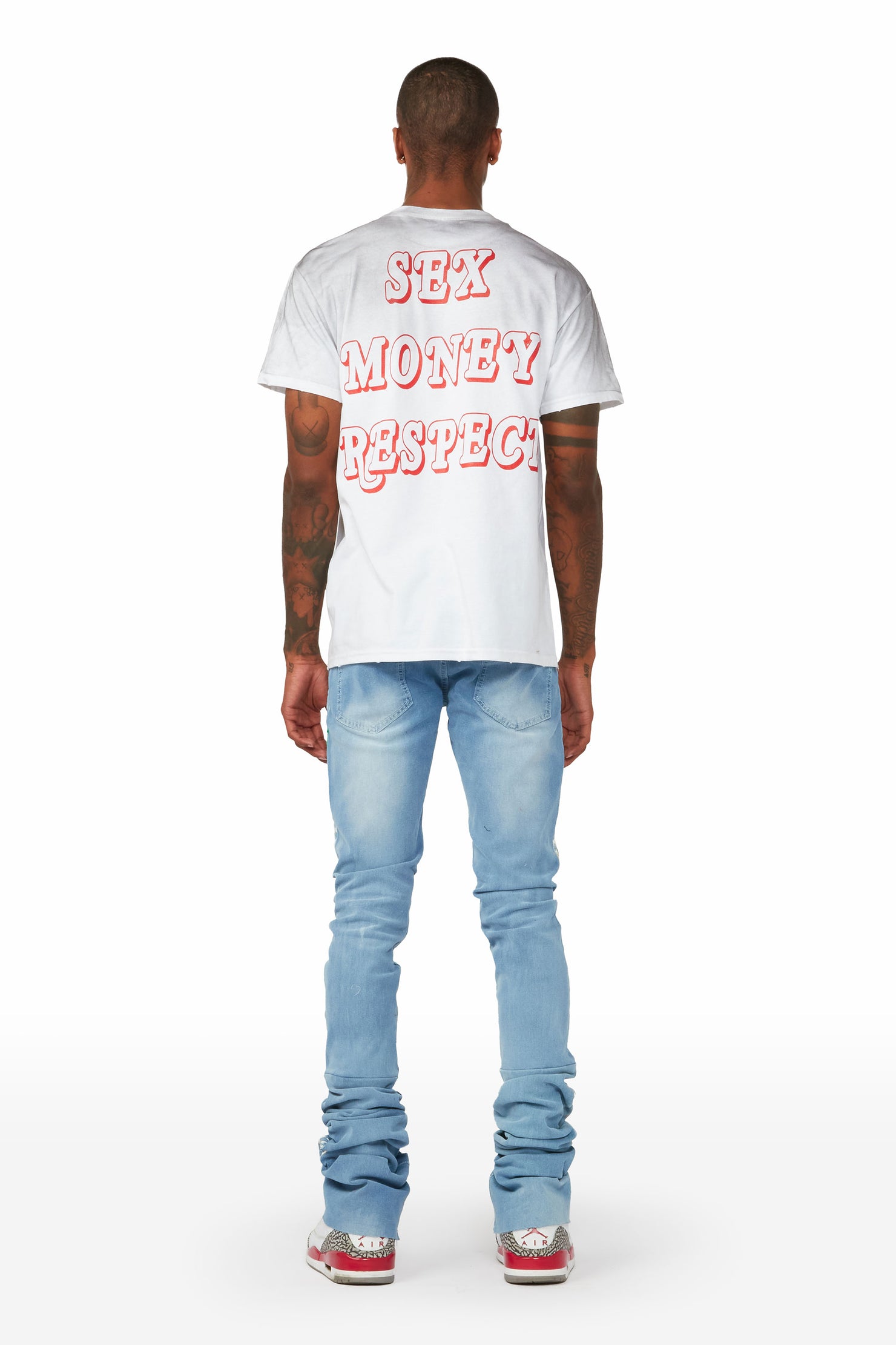 Mitchel Blue Painter Super Stacked Flare Jean