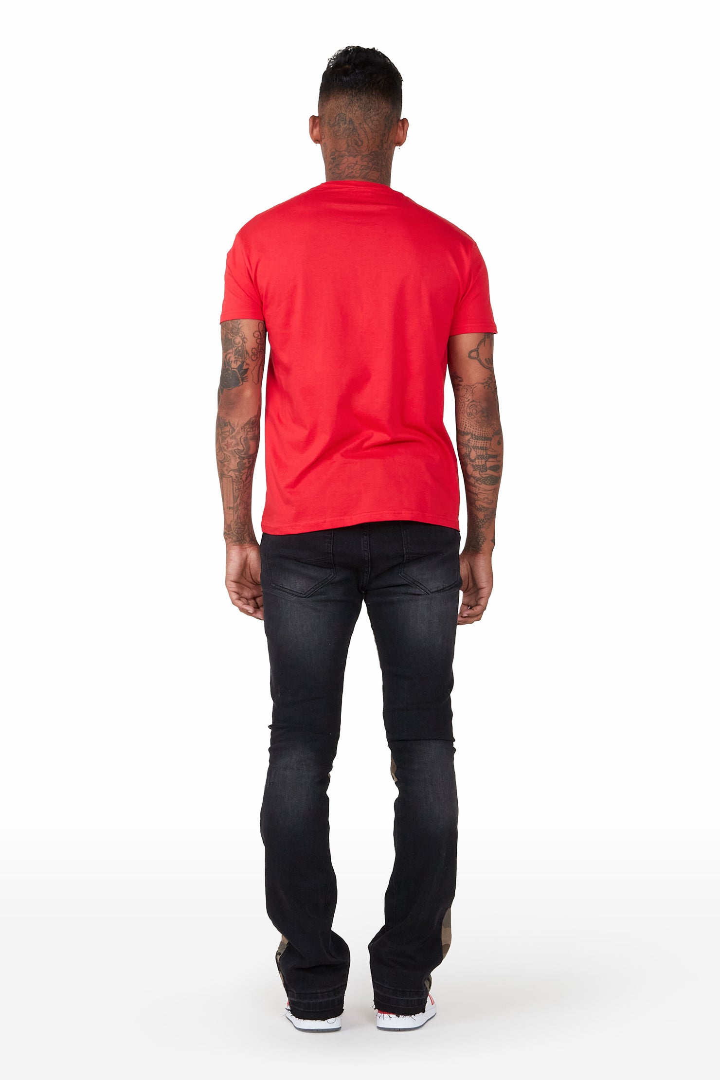 Marlon Black Stacked Flare Jean