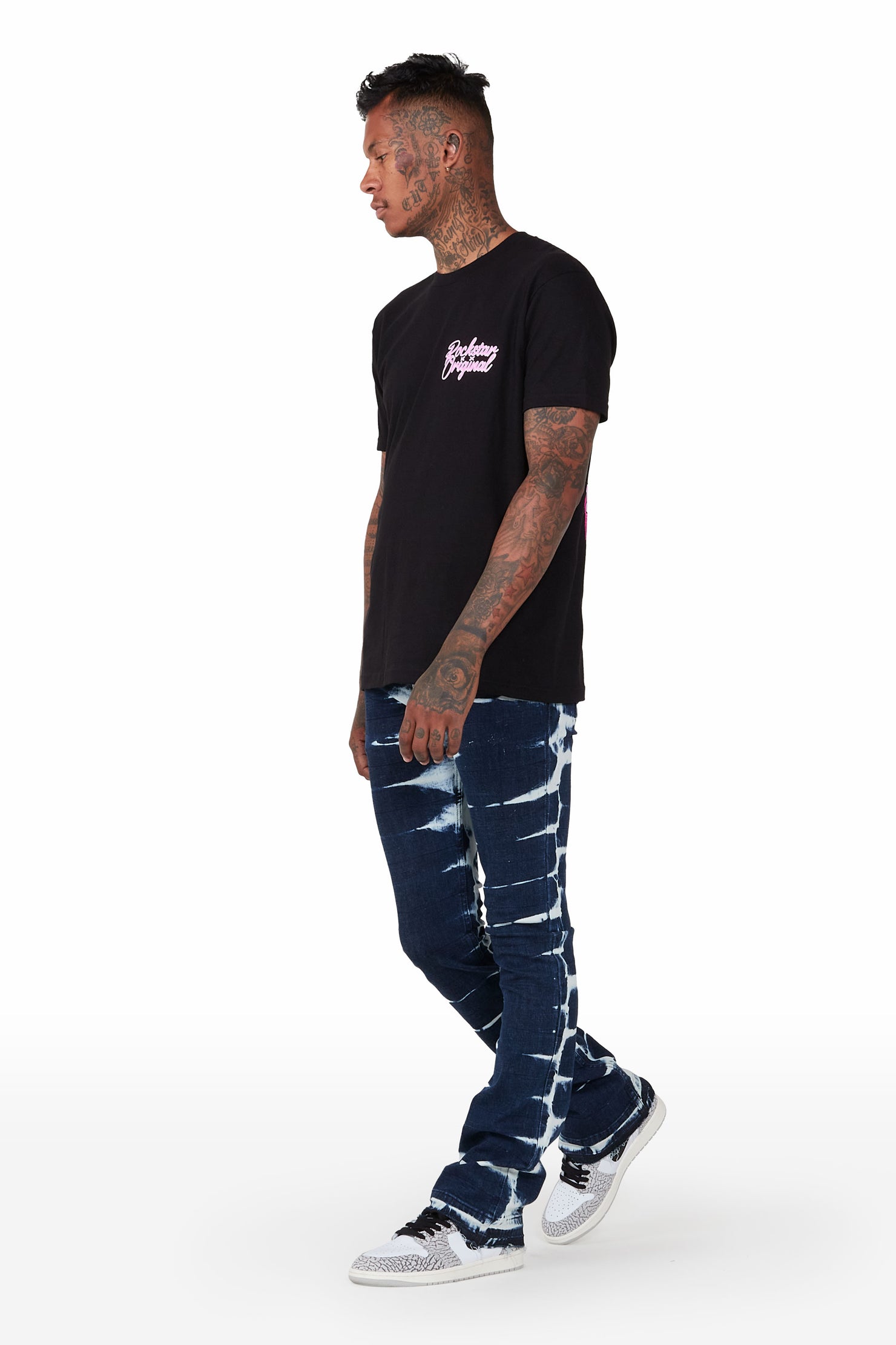 Dula Blue/White Stacked Flare Jean