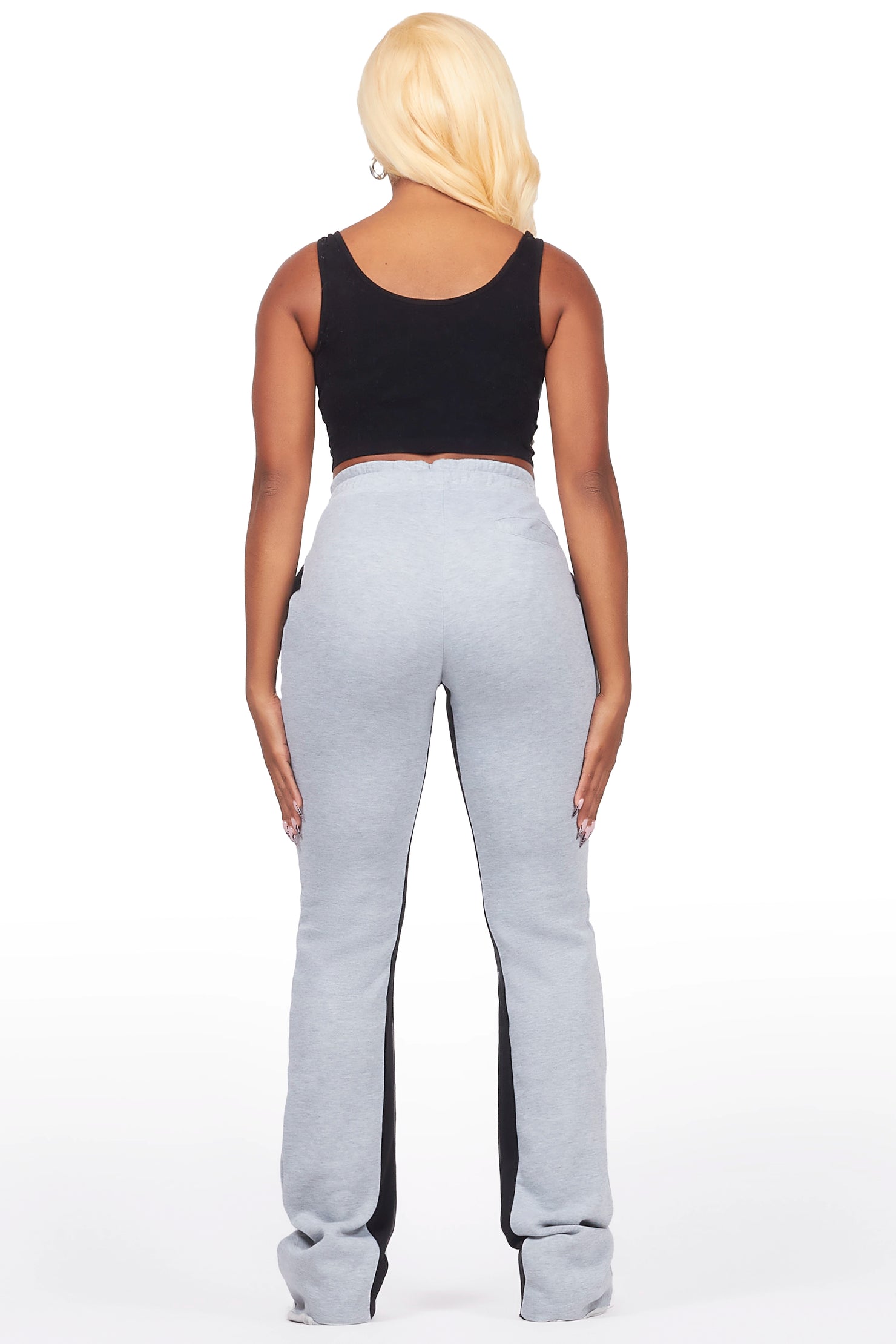 Juatica Heather Grey Baggy Stacked Track Pant