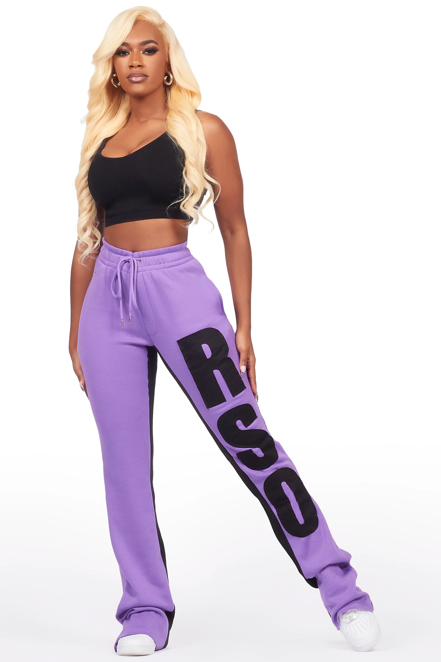Juatica Purple Baggy Stacked Track Pant