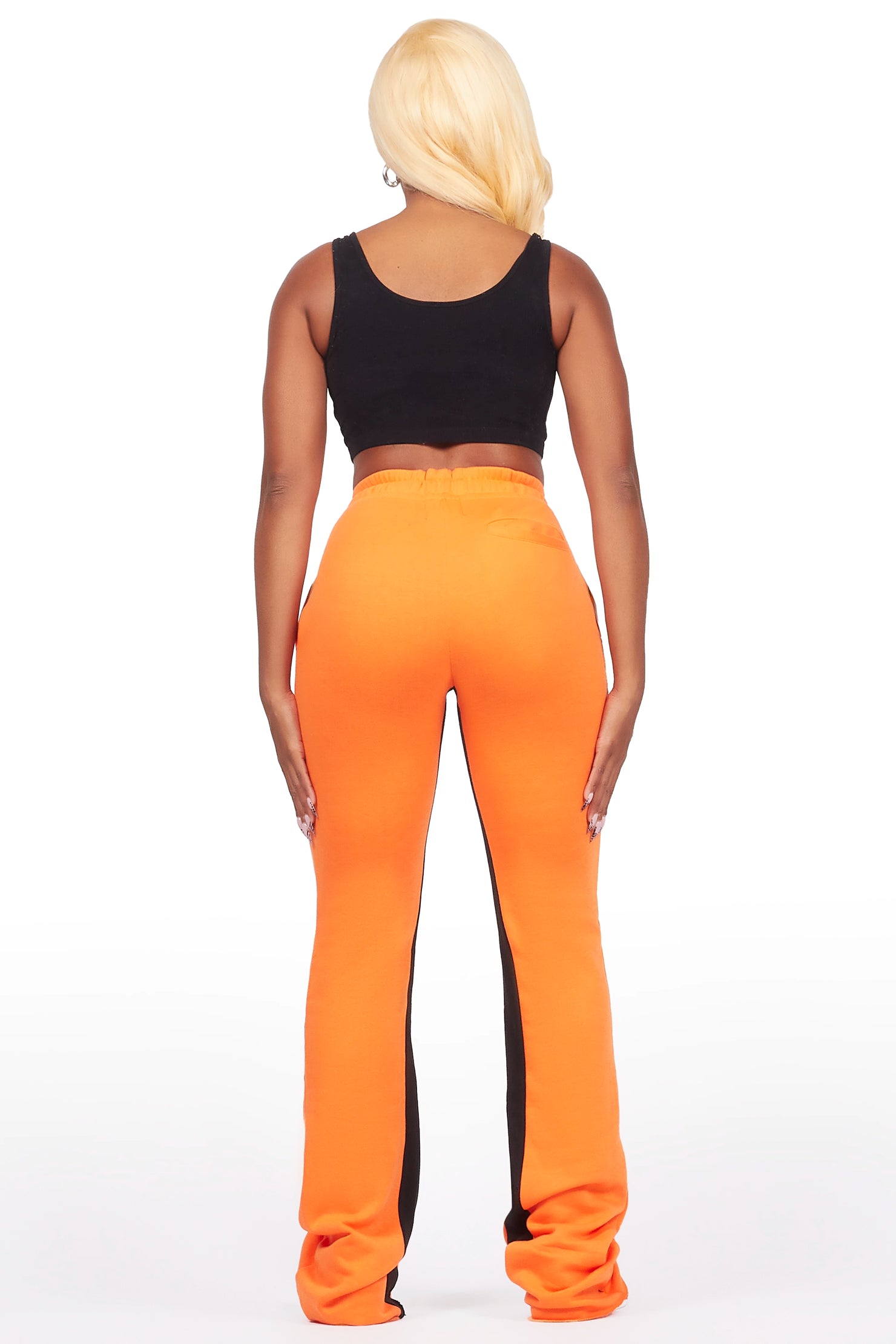 Juatica Orange Baggy Stacked Track Pant