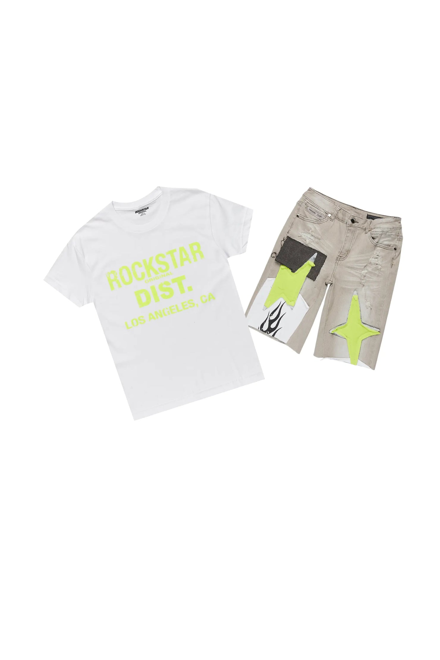 Boys Eddie White/Yellow T-Shirt/Denim Short Set