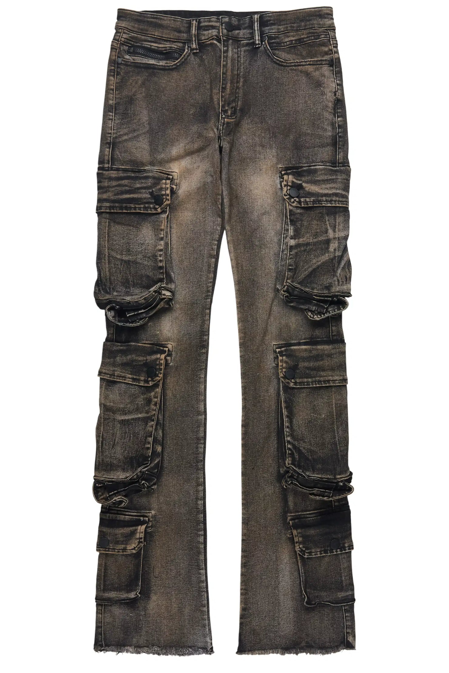Cloudy Dark Grey Stacked Flare Jean