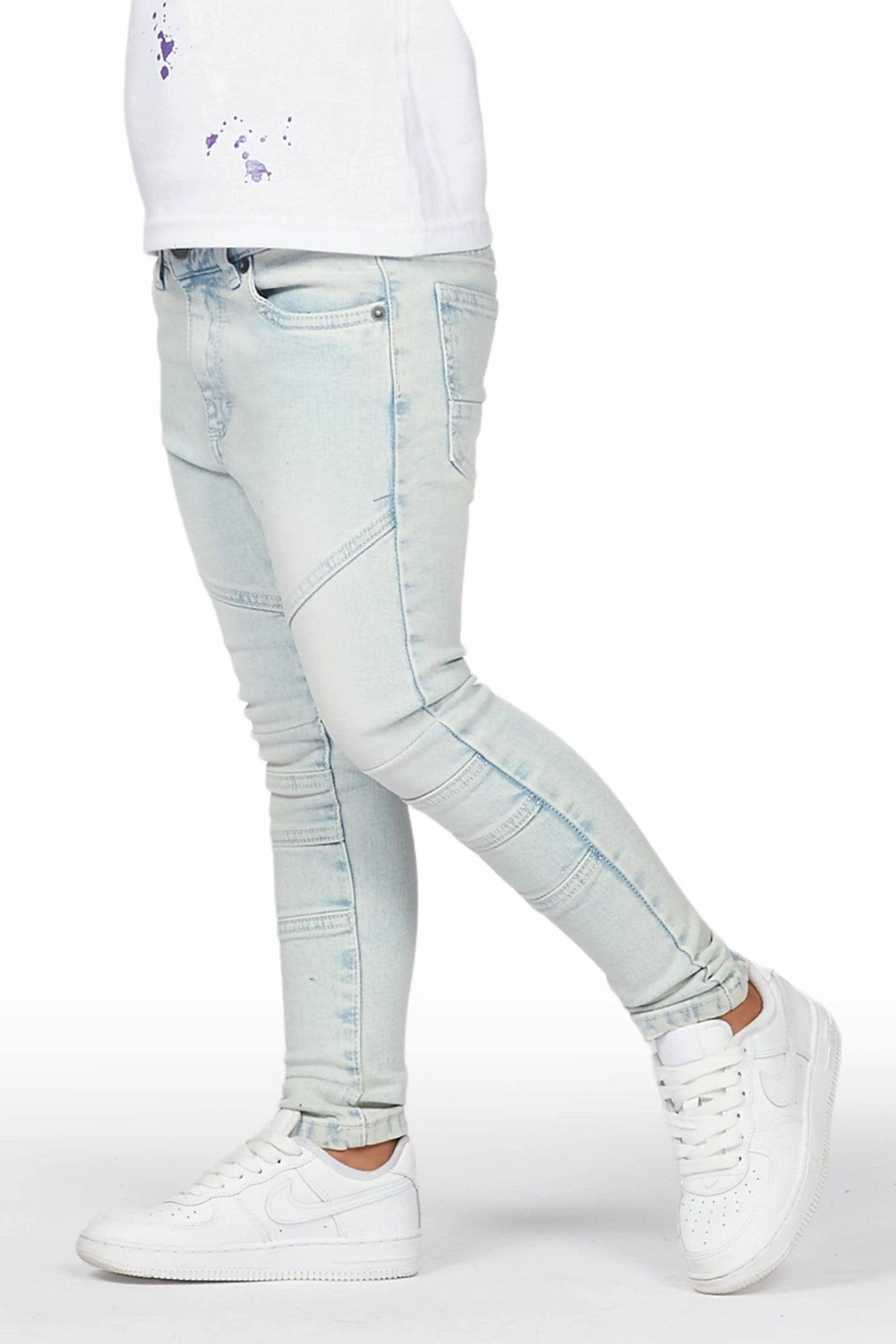 Girls Hale Blue Biker Skinny Jean
