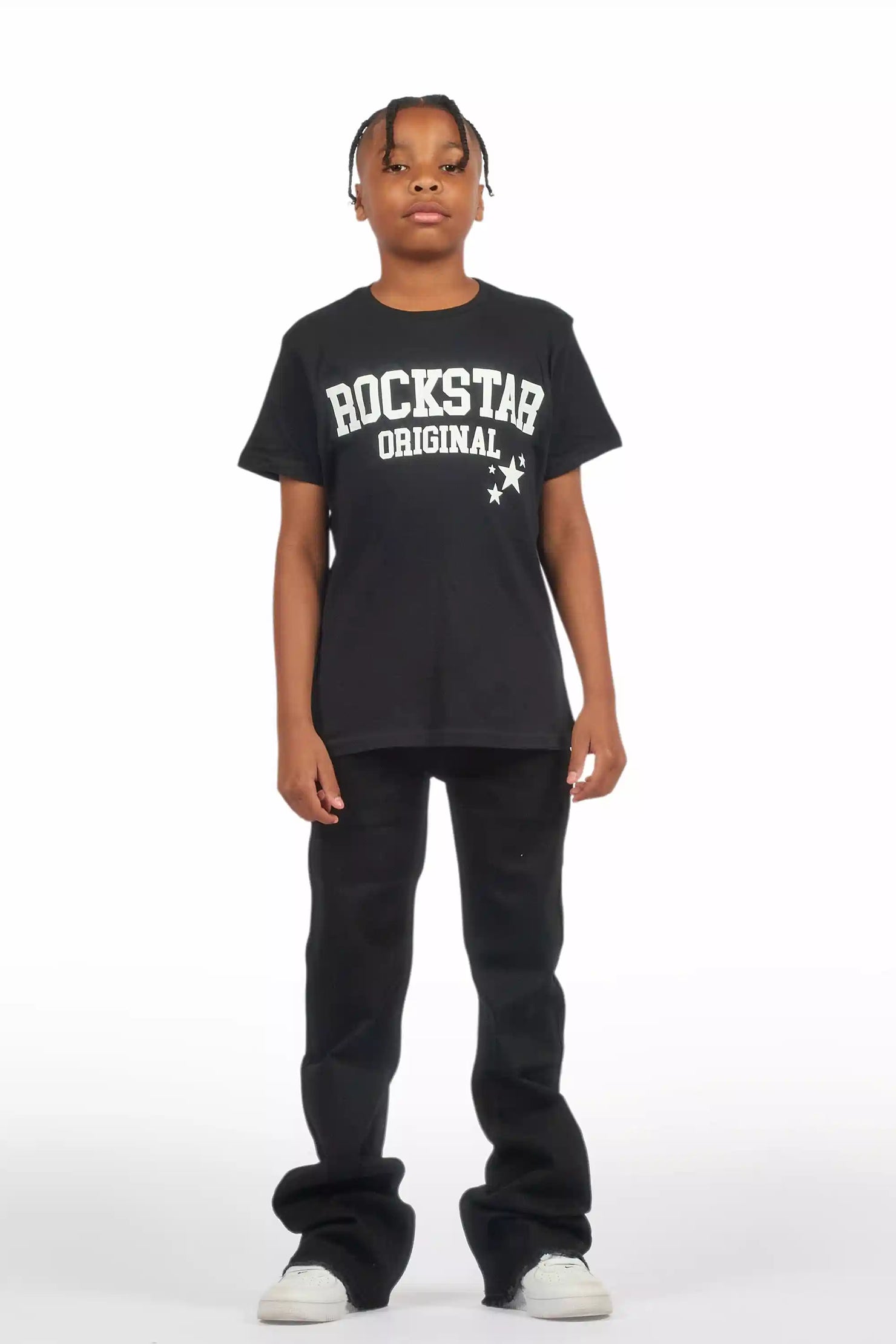 Boys Dag Jet Black Stacked Flare Jean