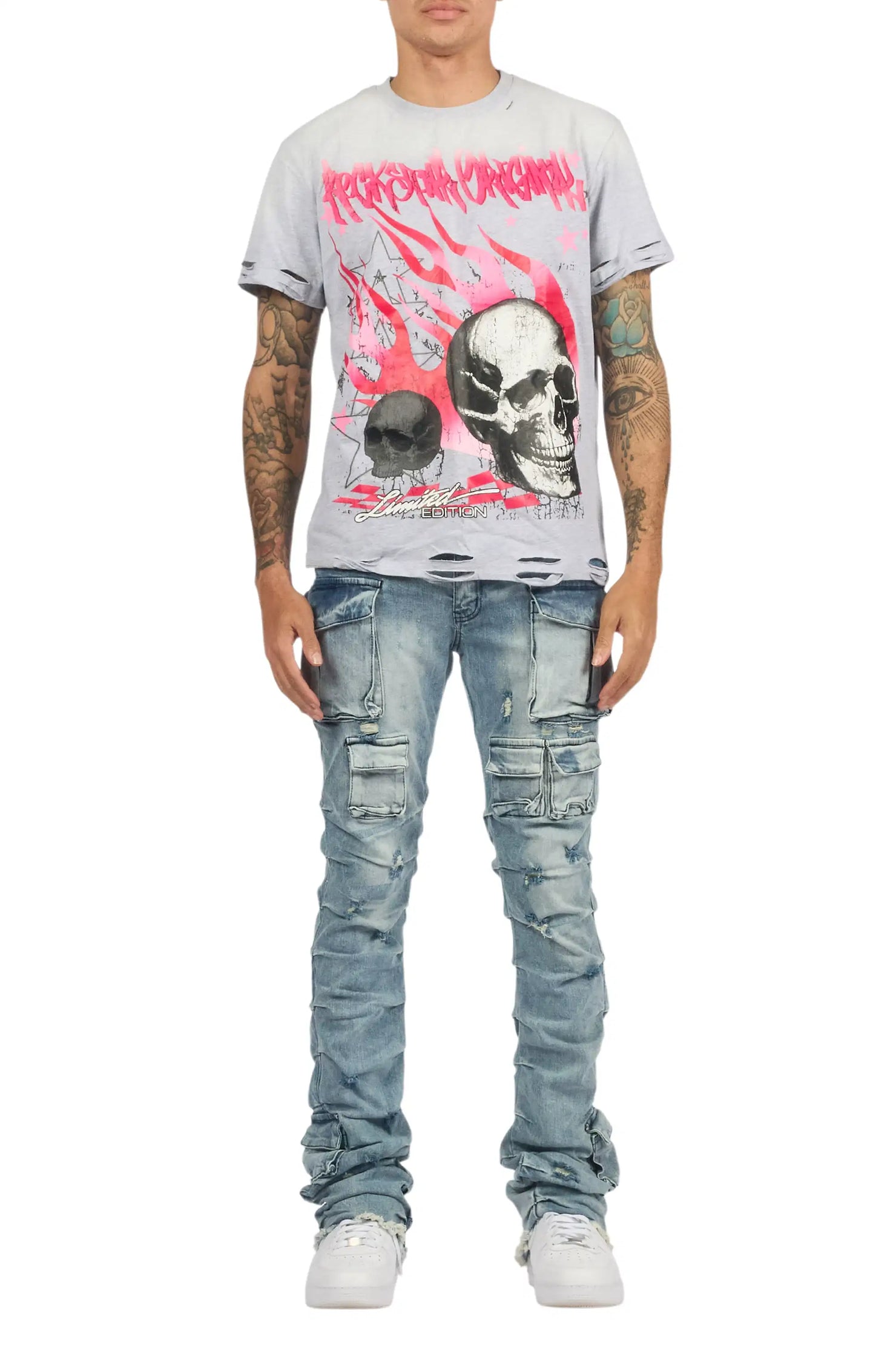 Gentry Light Blue Wash Stacked Flare Jean