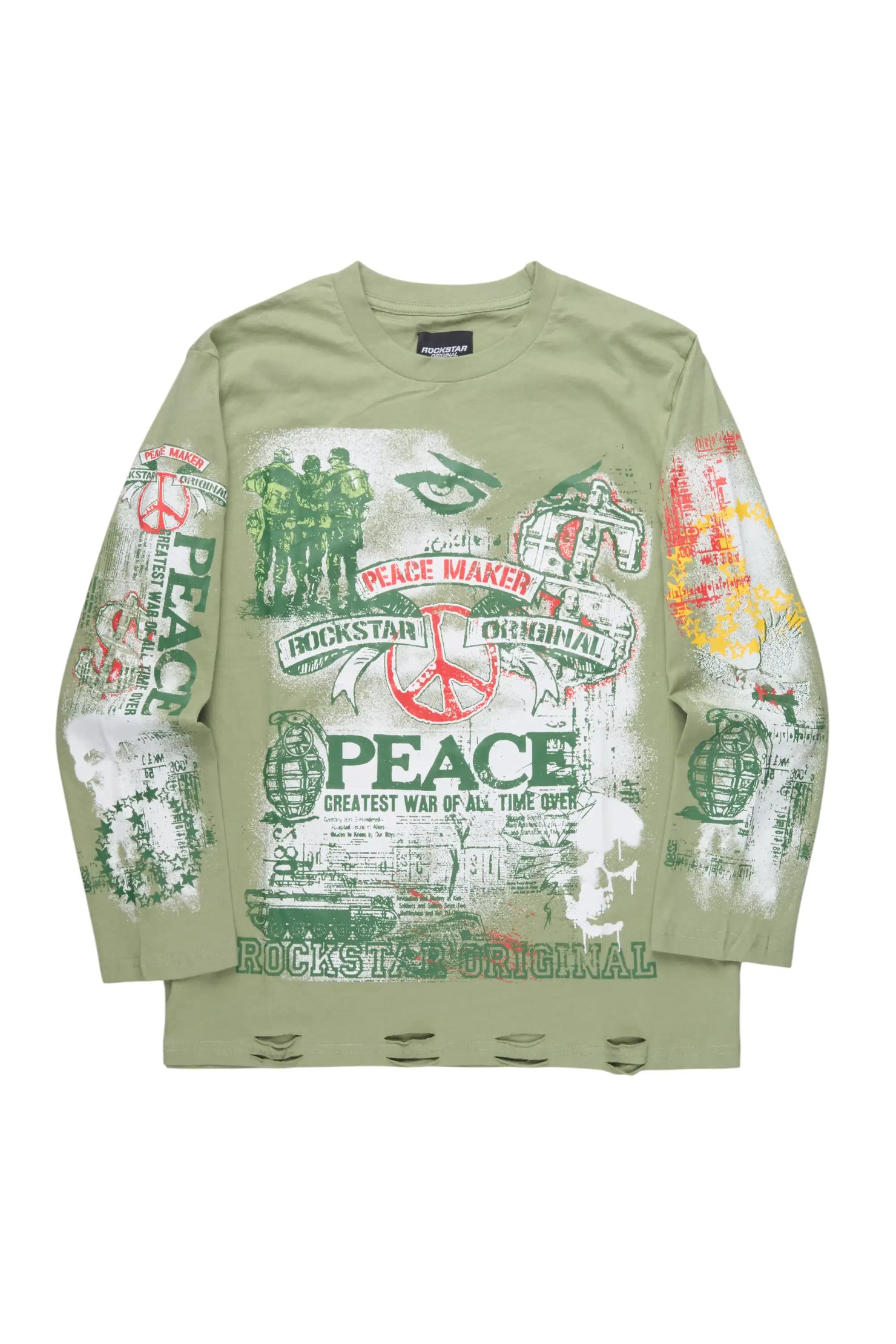Saeko Olive Long Sleeve Graphic T-Shirt