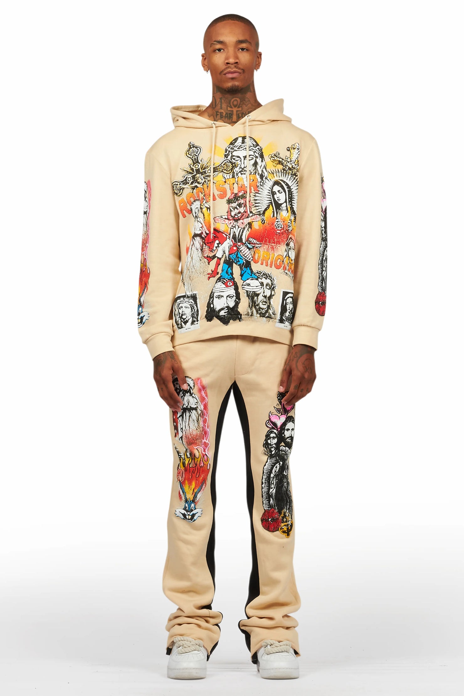 Santos Beige Hoodie/Baggy Track Pant Set