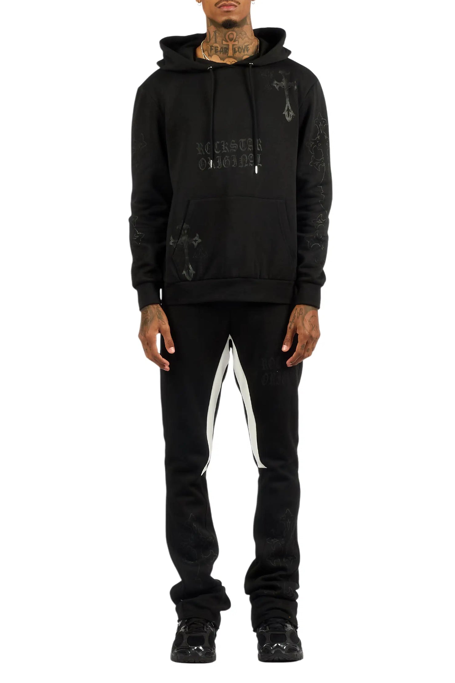 Navion Black Hoodie/Stacked Flare Track Set