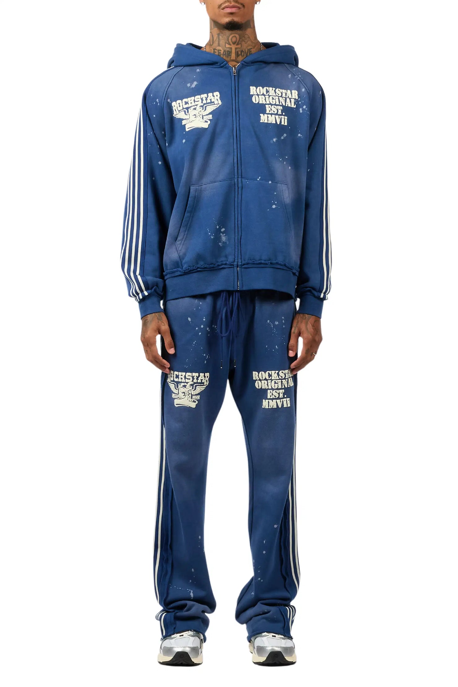 Manier Vintage Navy Hoodie/Straight Pant Track Set