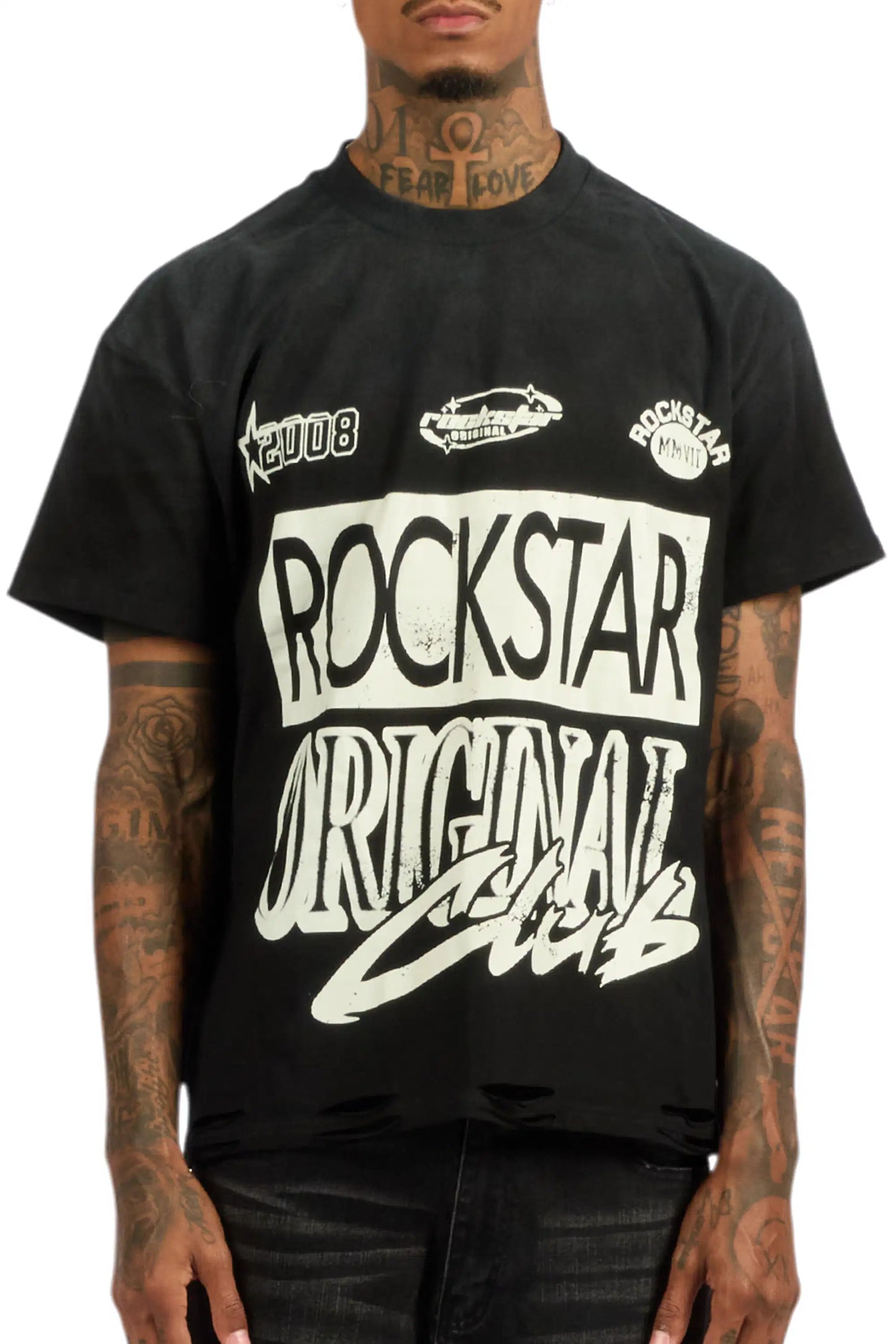 Rylok Black Oversized Graphic T-Shirt