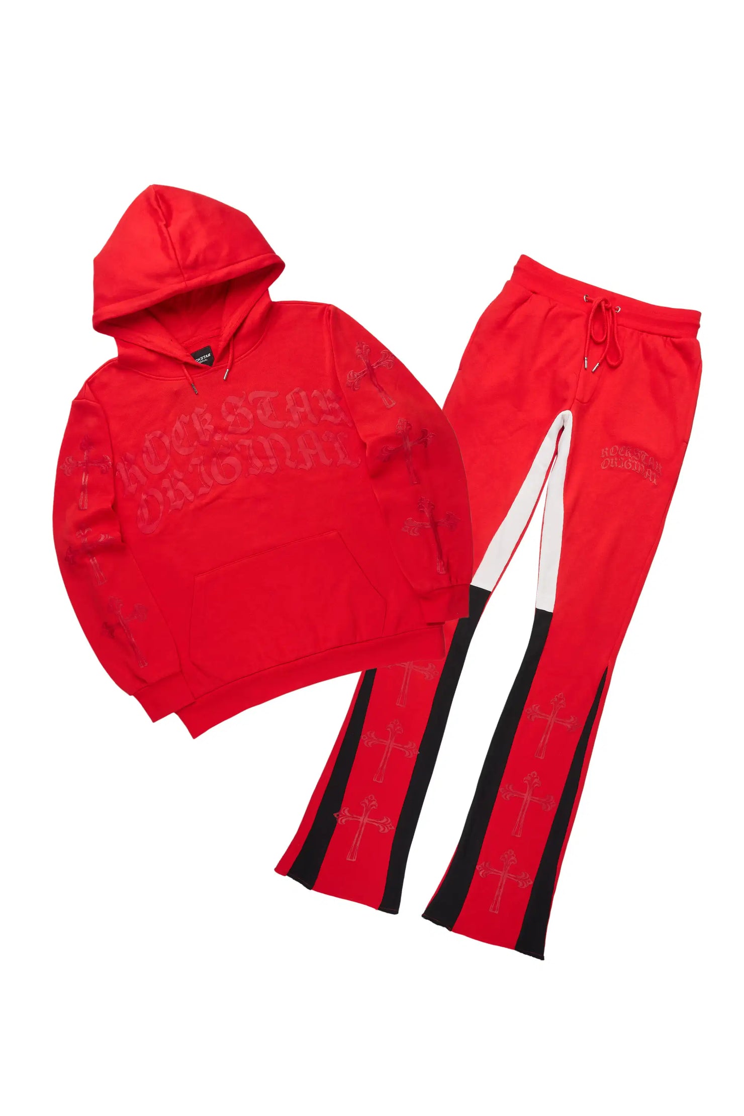 Michael Red Hoodie/Stacked Flare Track Set