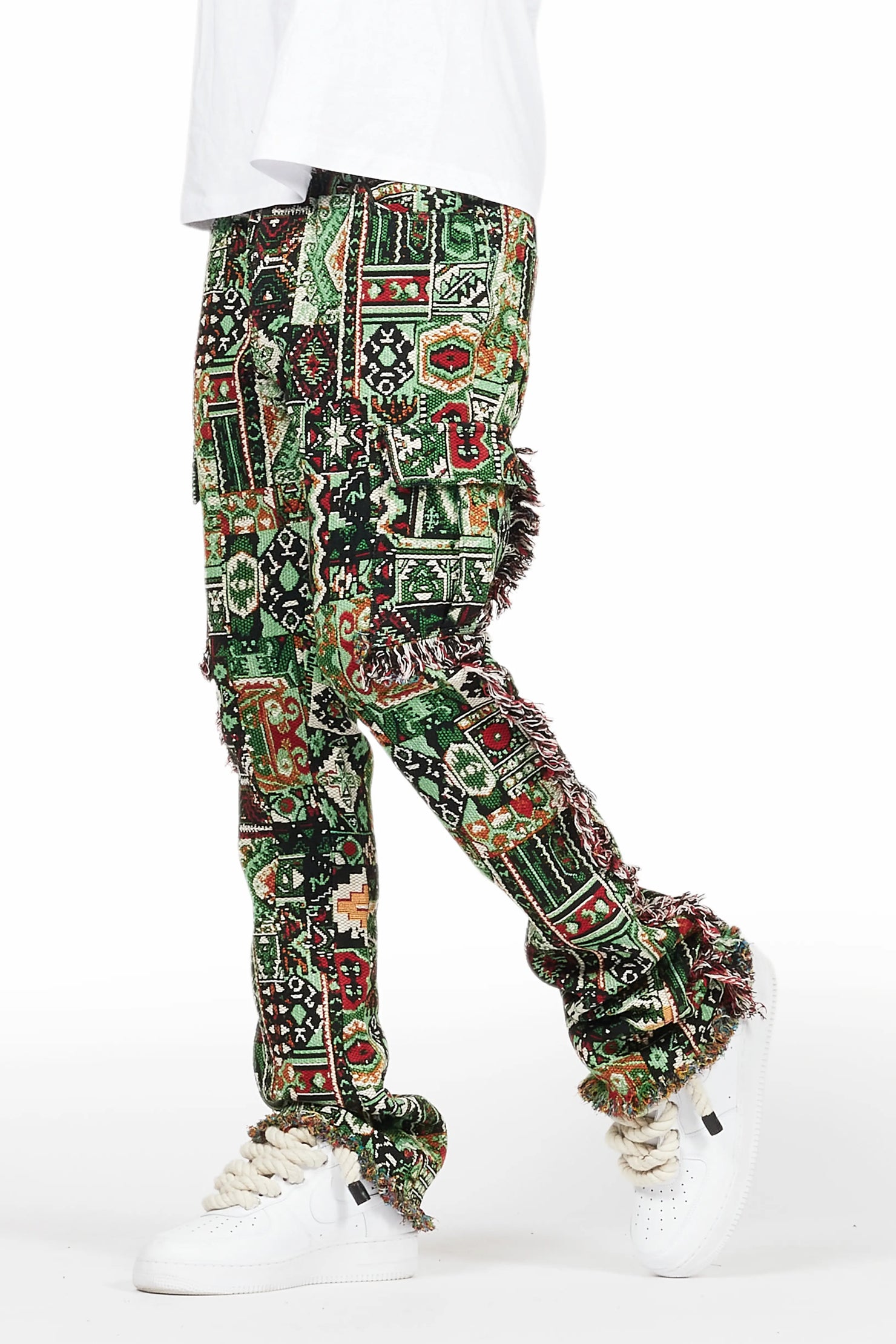 Ayami Green Slim Tapestry Flare Jean