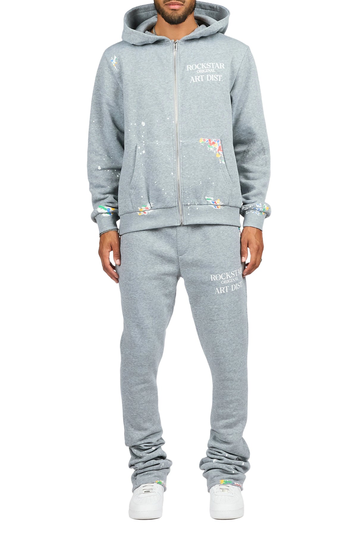 Art Dist Heather Grey Zip Up Hoodie/Stacked Track Set