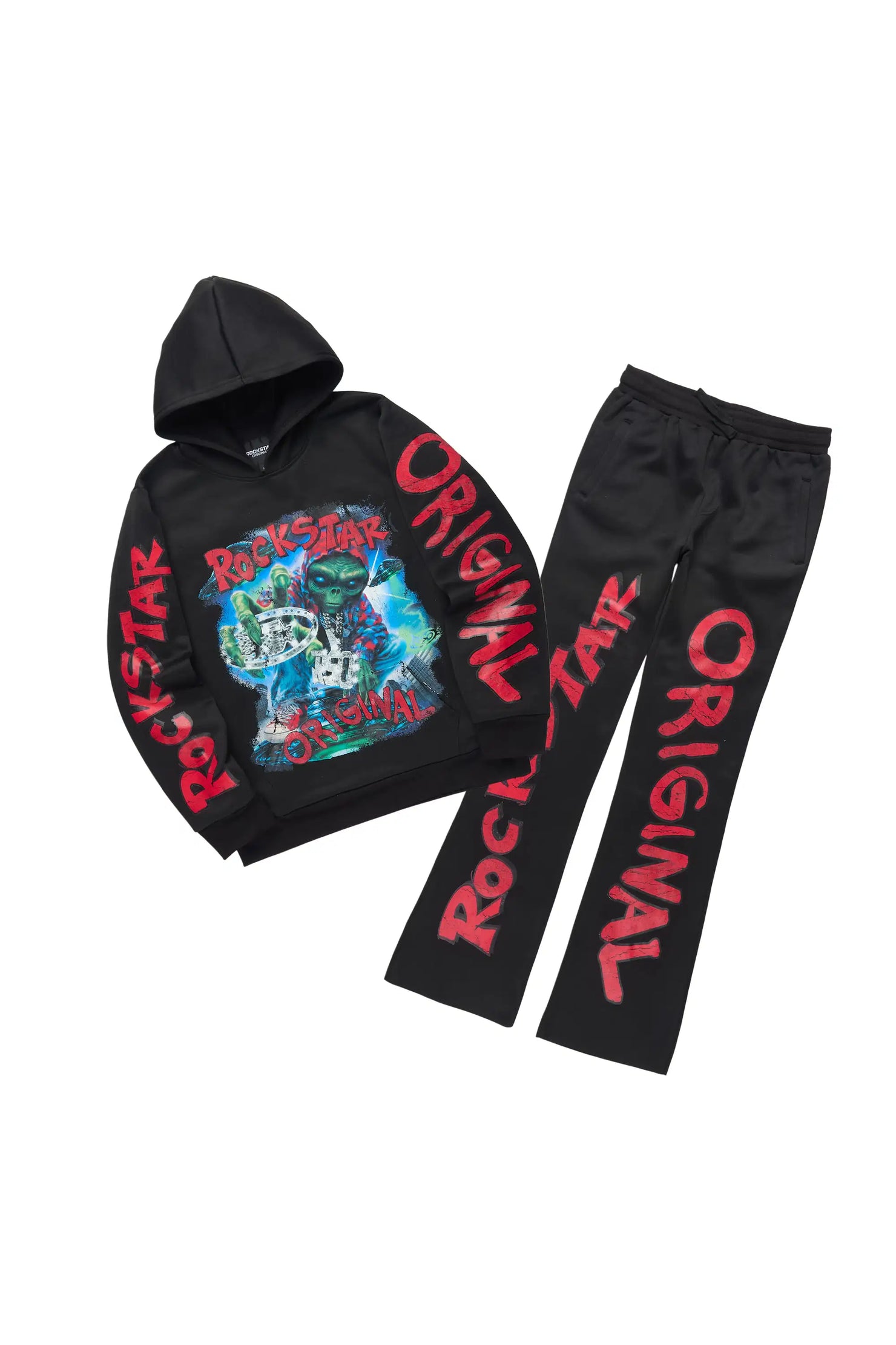 Boys Caevon Black/Red Stacked Track Set