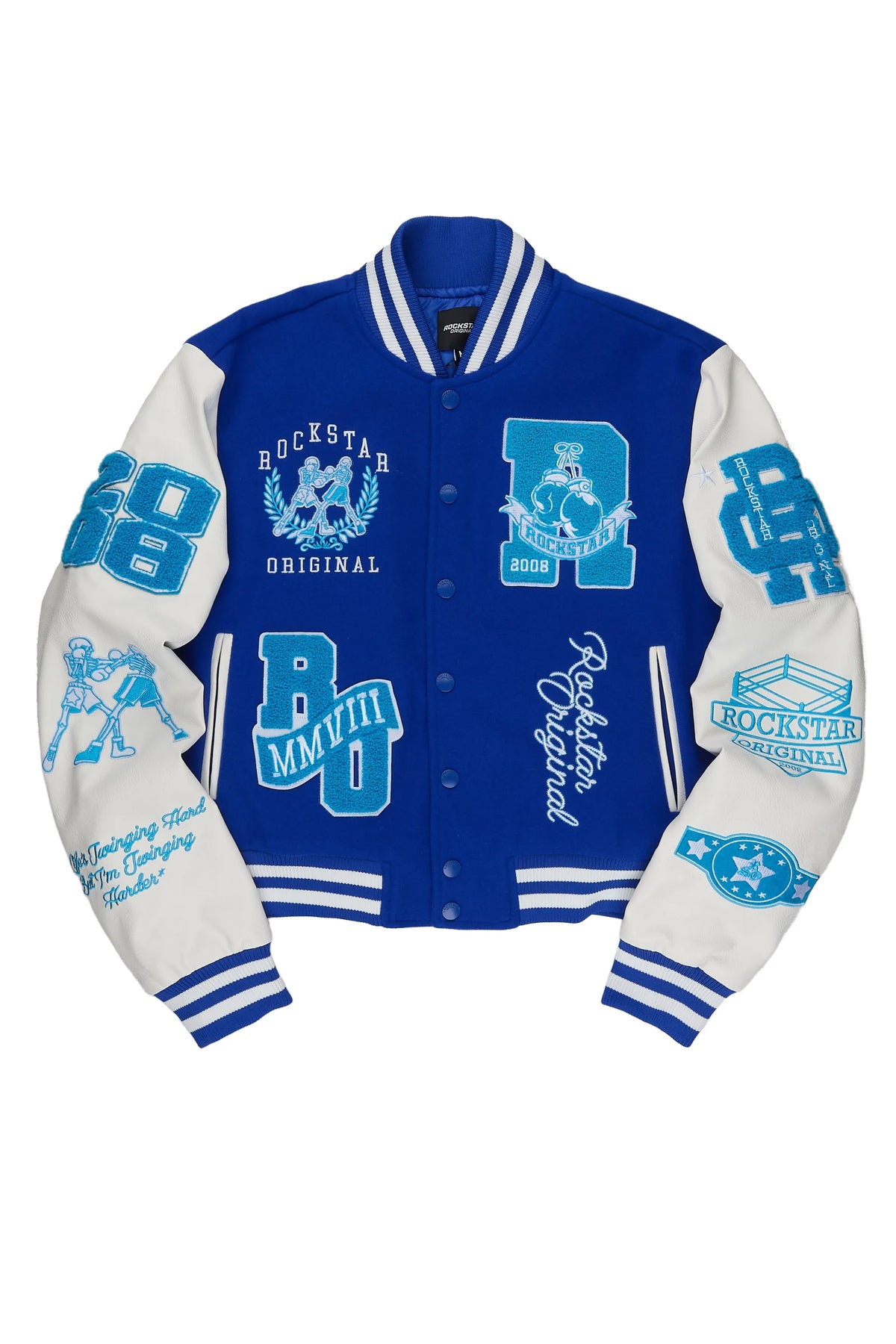 Yvonna Royal Blue/White Oversized Varsity Jacket