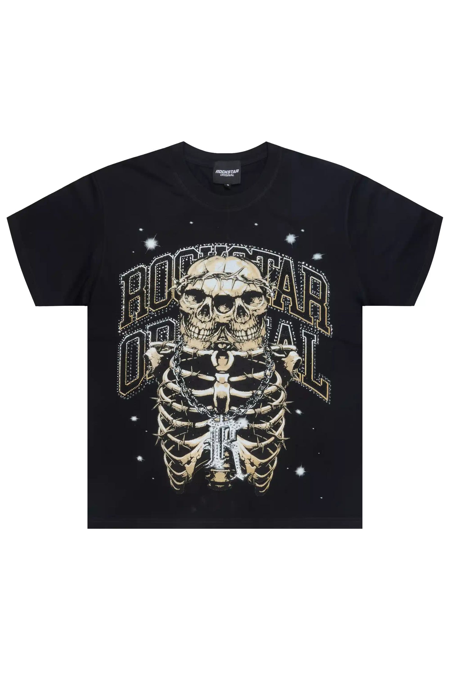 Krock Black Graphic Rhinestone T-Shirt