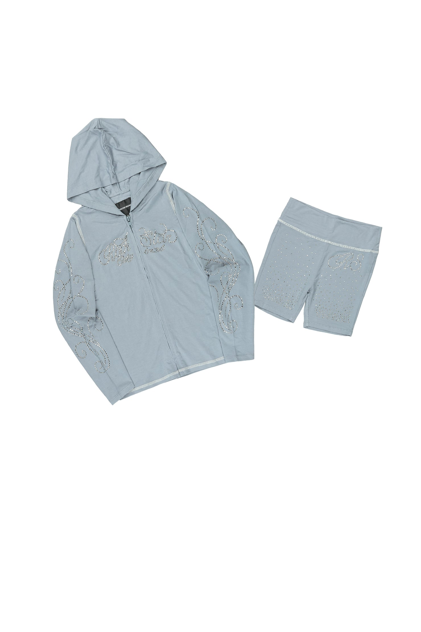 Girls Joella Grey Rhinestone Short Set
