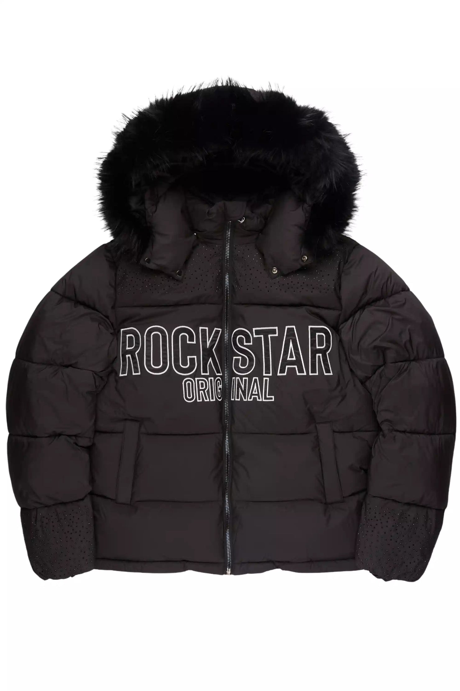 Glacier Black Rhinestone Puffer Jacket