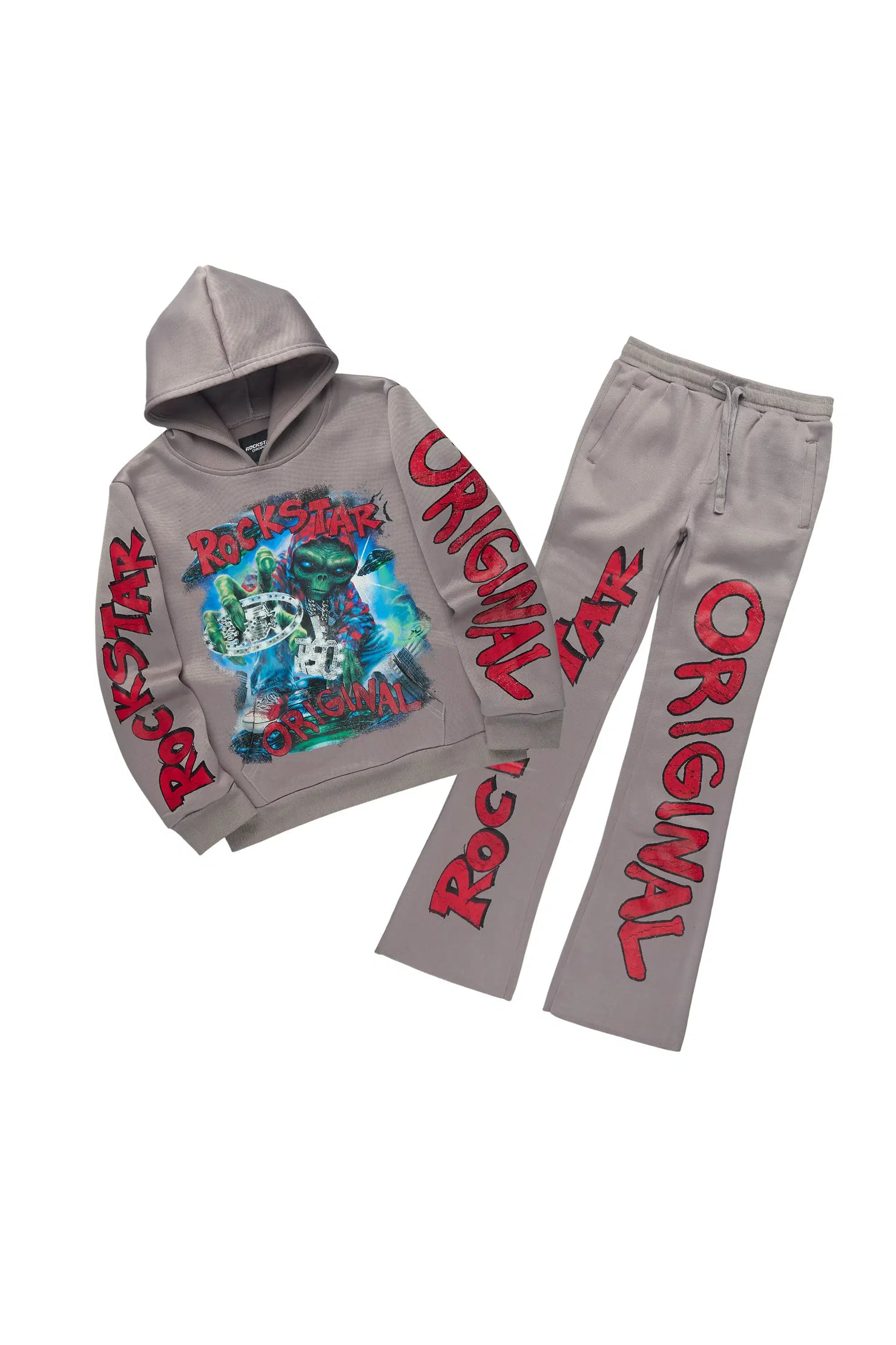 Boys Caevon Grey/Red Stacked Track Set
