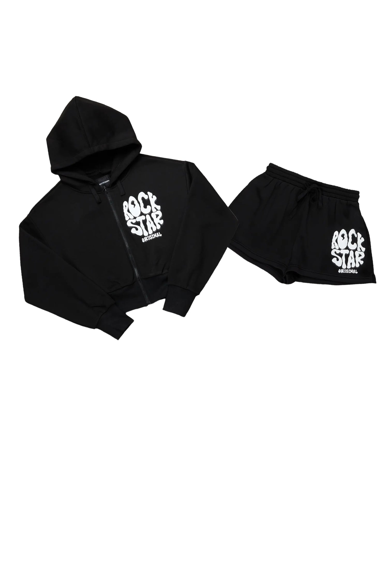 Sacoccia Black Zip Up Short Set