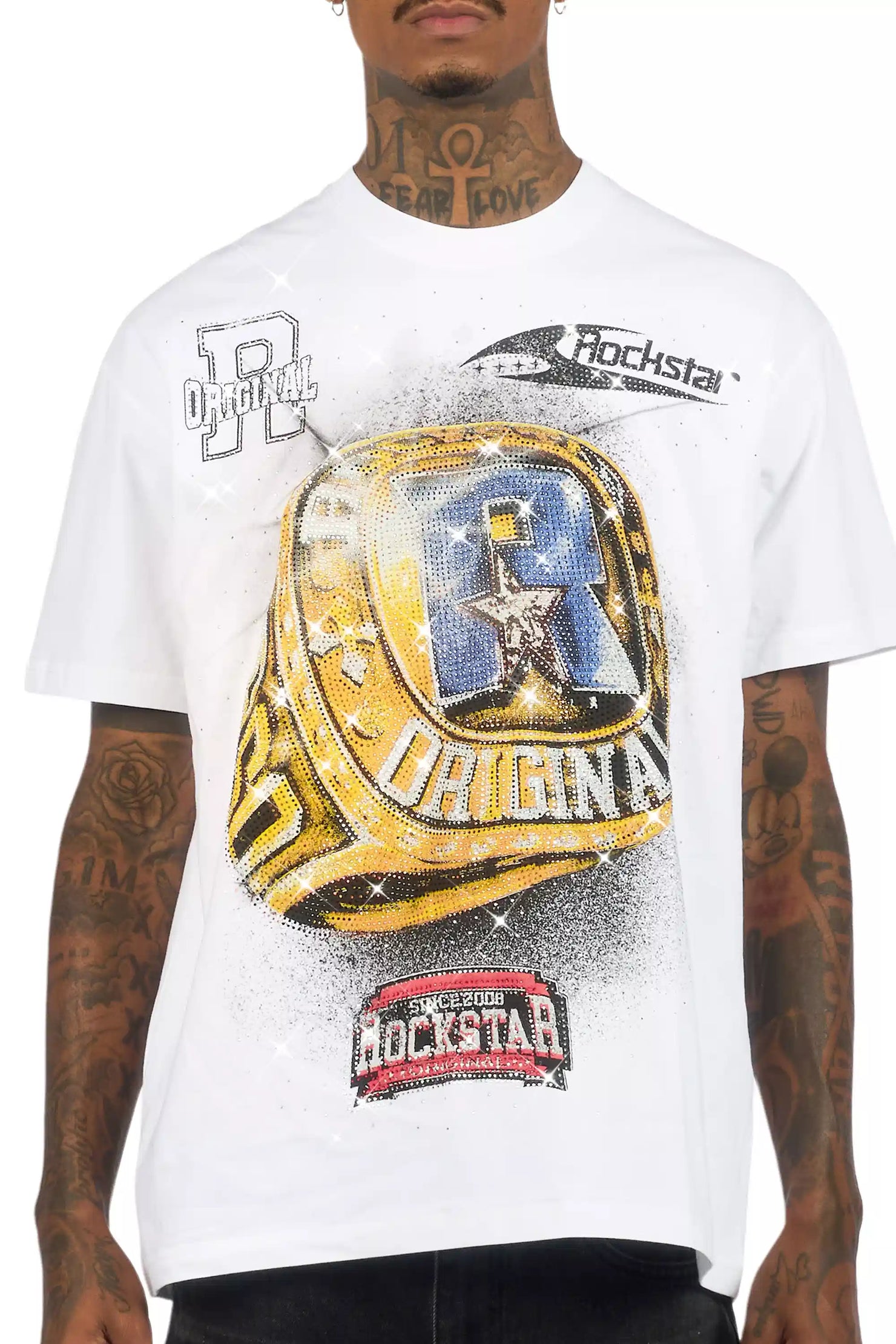 Champ White Graphic Rhinestone T-Shirt
