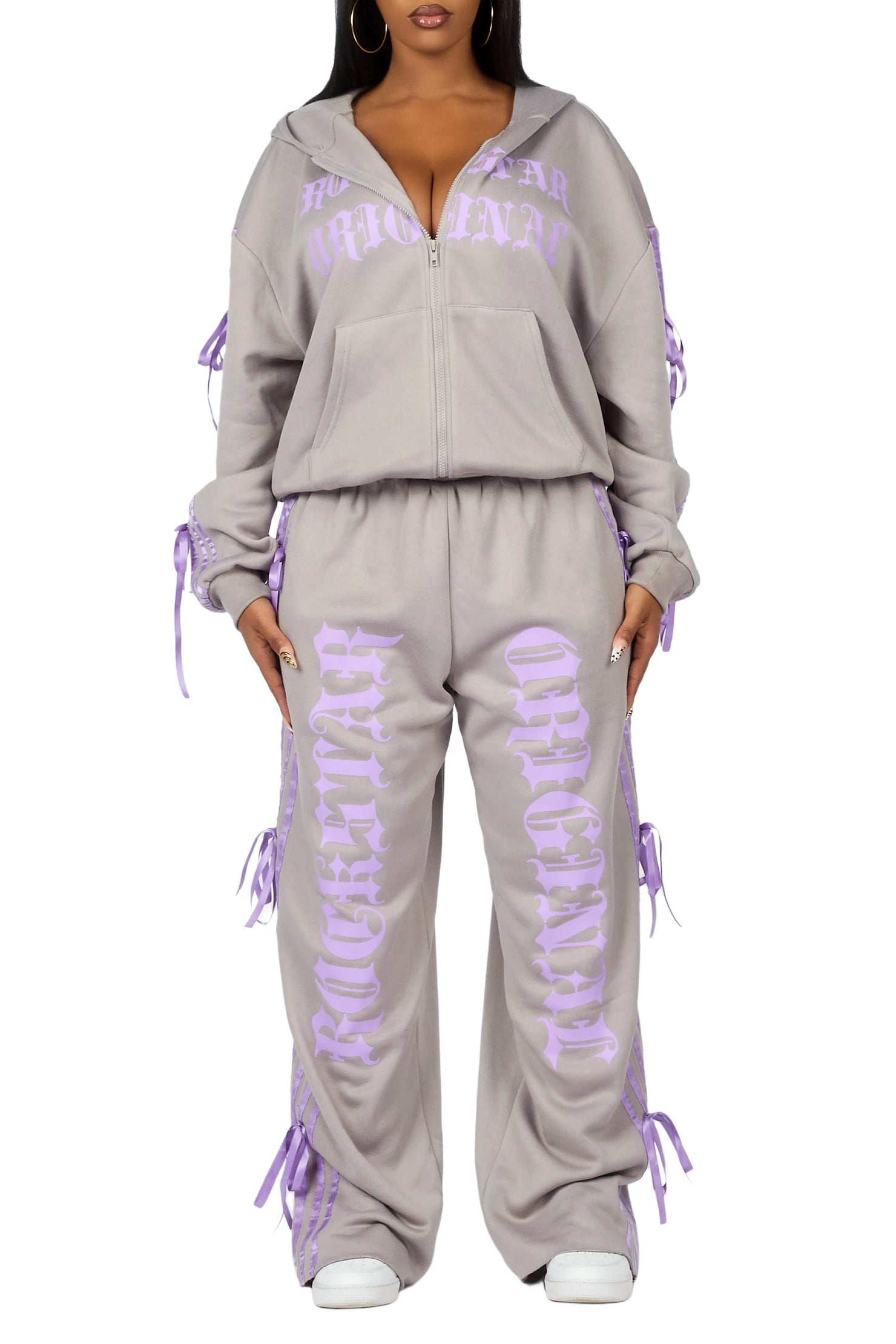 Kettisha Grey Lace Up Baggy Track Set