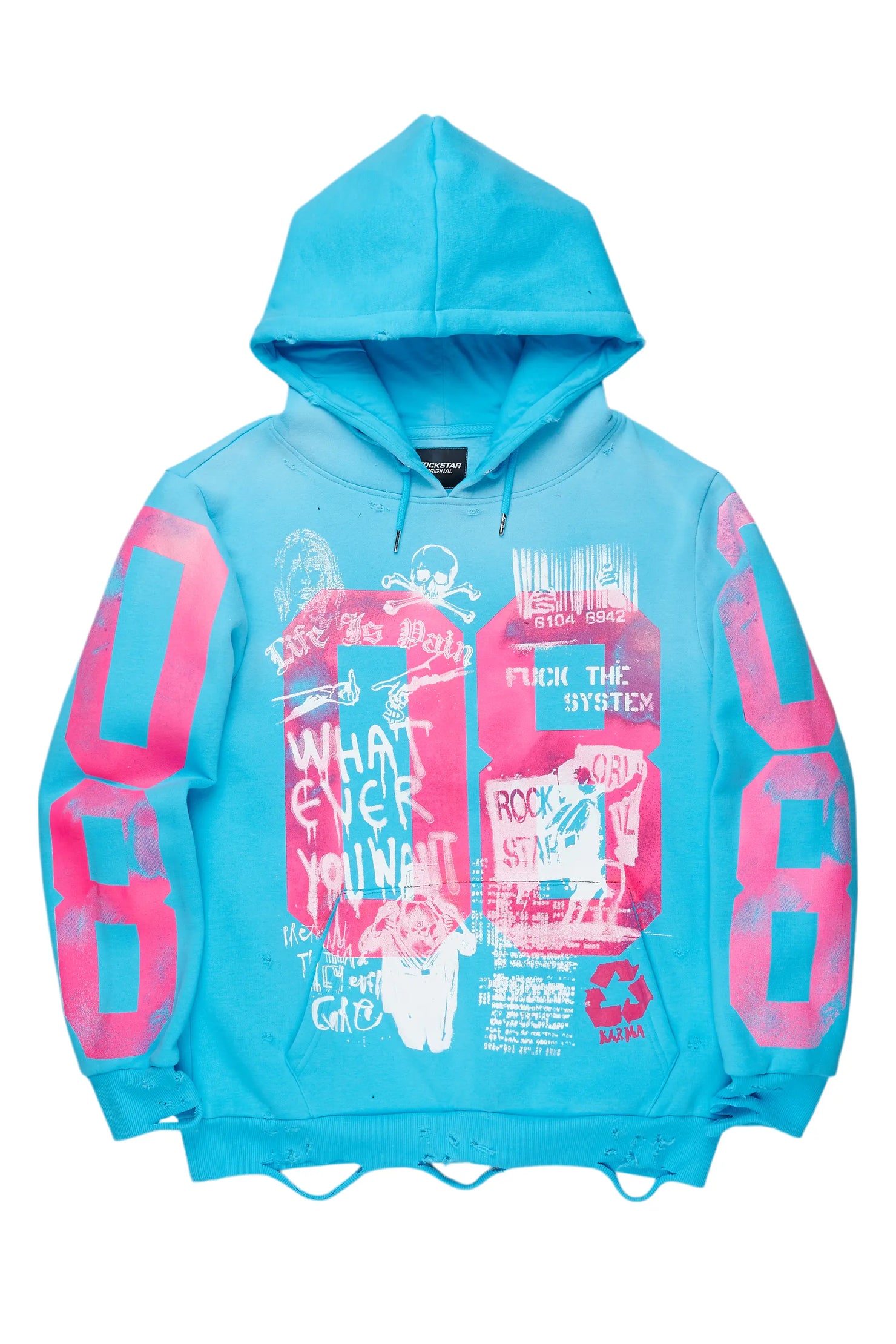 Grill Blue Distressed Graphic Hoodie