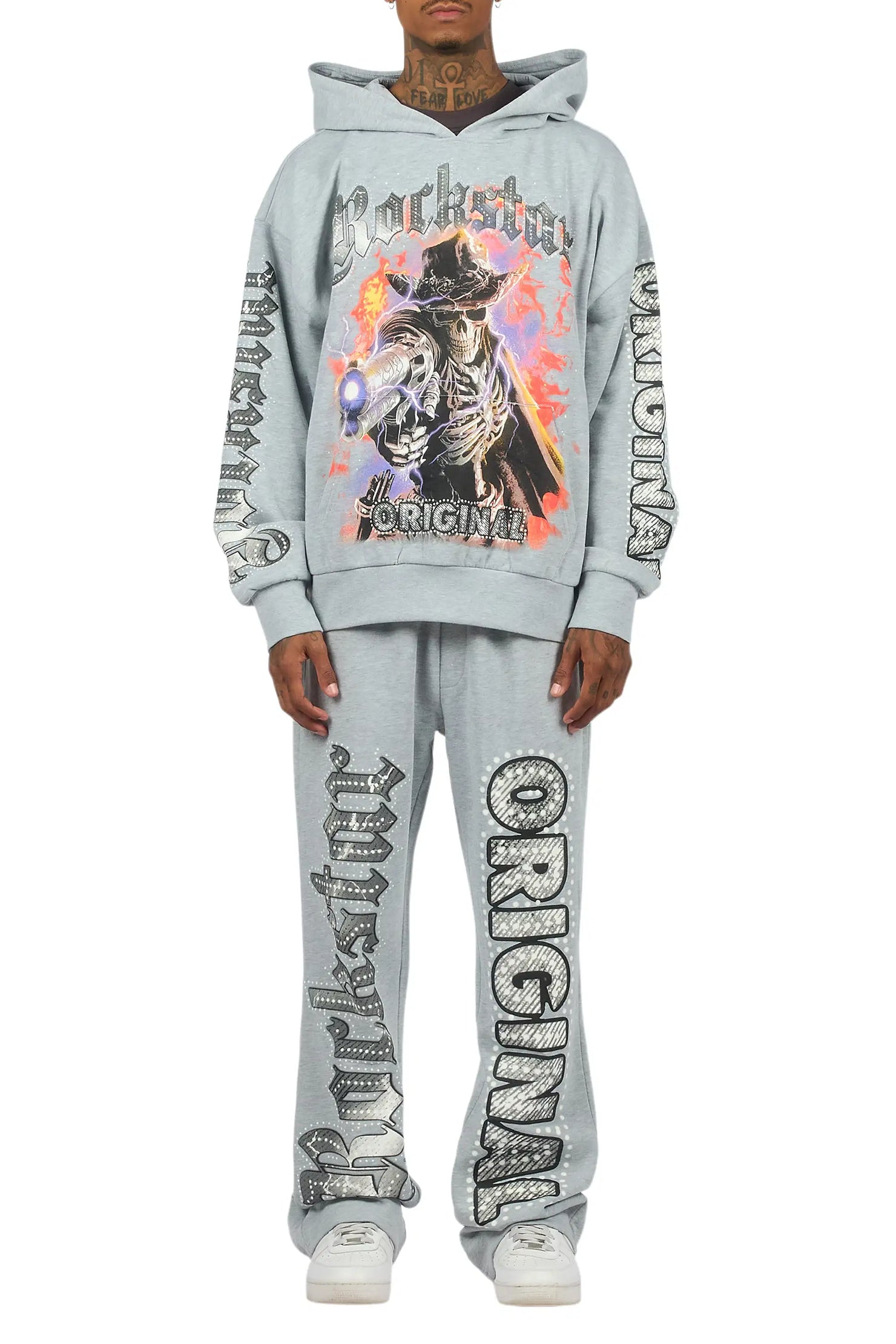 Krome Heather Grey Hoodie/Baggy Pant Track Set