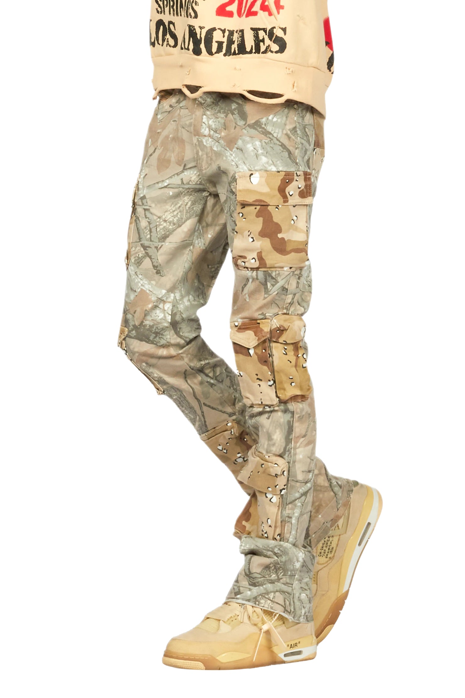 Yves Tree Camo Stacked Flare Cargo Jean
