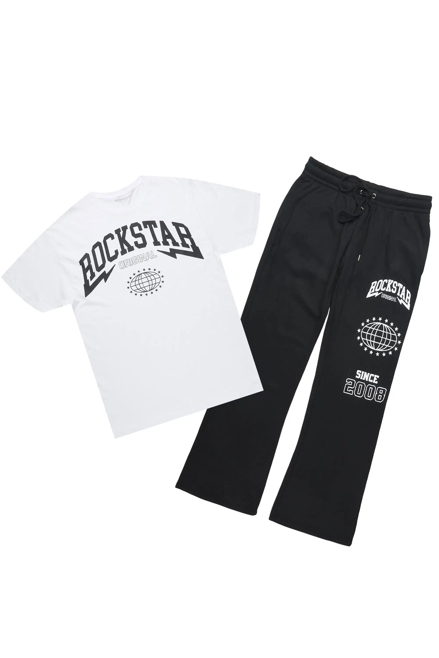 Stori White/Black T-Shirt/ Relaxed Track Set