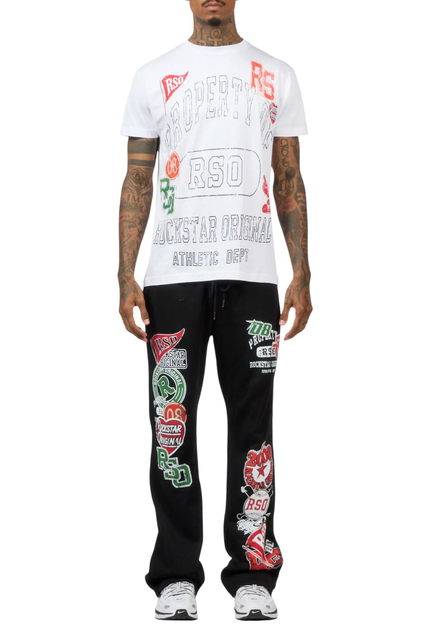 Syrix White/Multi T-Shirt/Relaxed Track Set