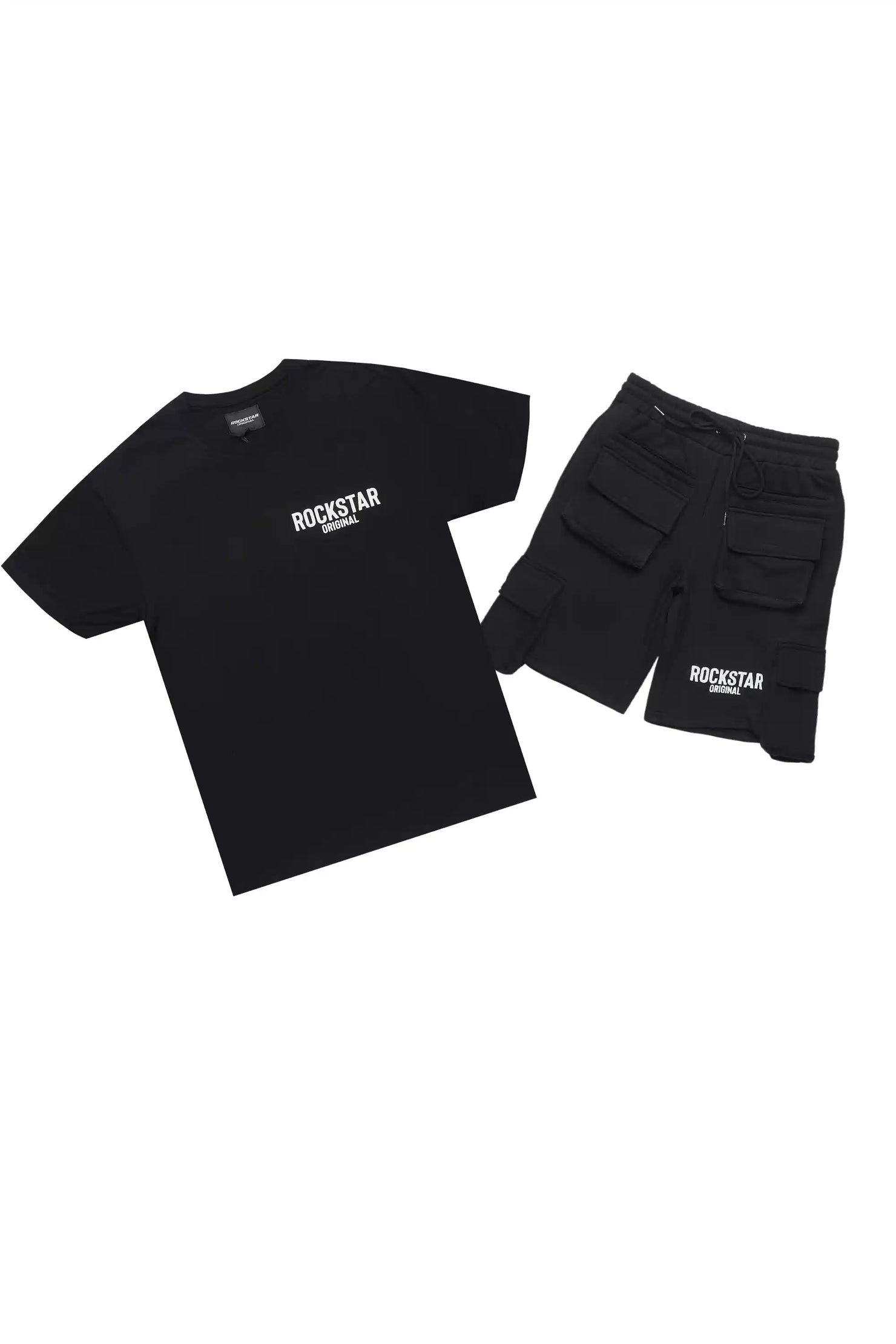 Sana Black/White T-Shirt Cargo Short Set