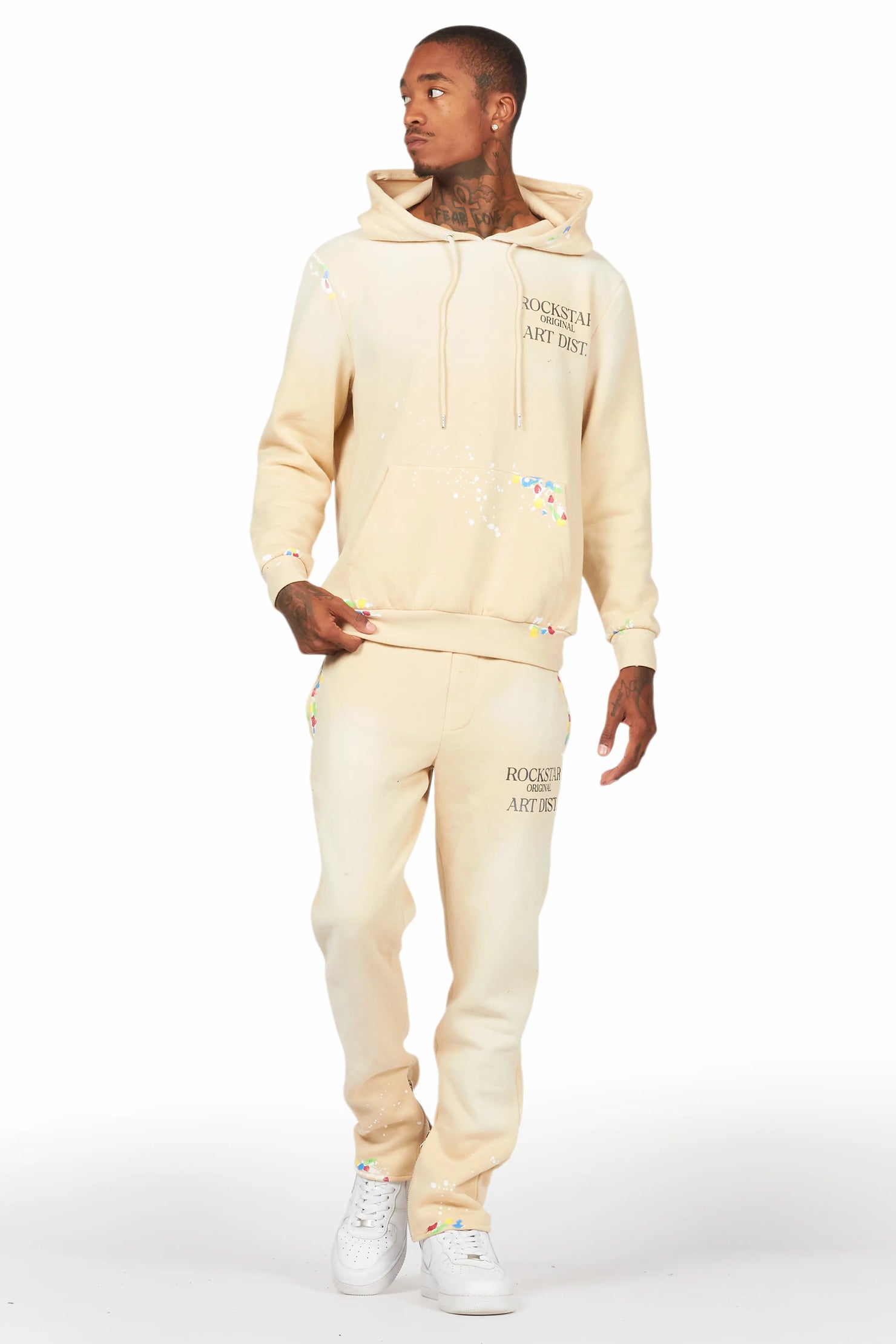 Rockstar Art Dist. Beige Slim Fit Track Set