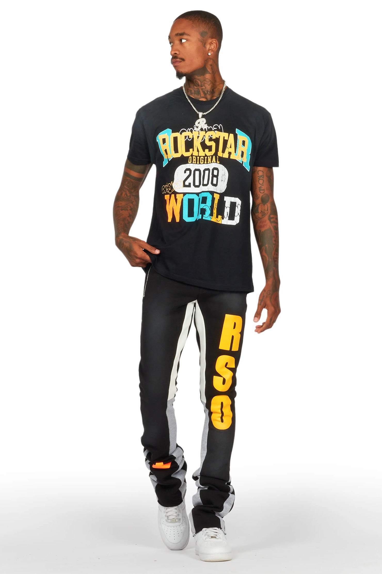 Jaka Black T-Shirt/Super Stacked Flare Track Set