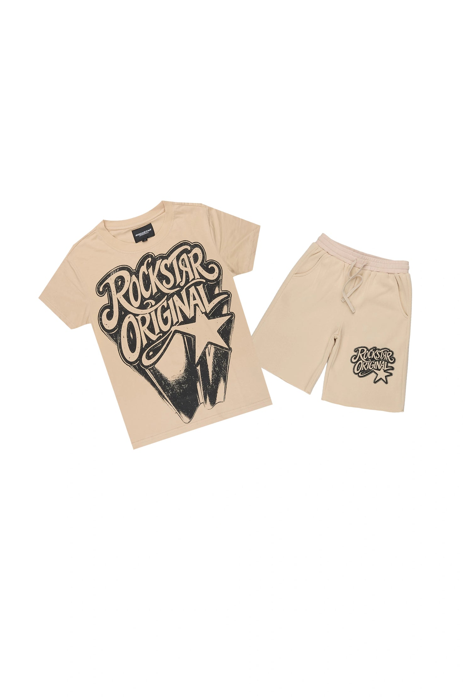 Boys Zayden Beige T-Shirt Short Set