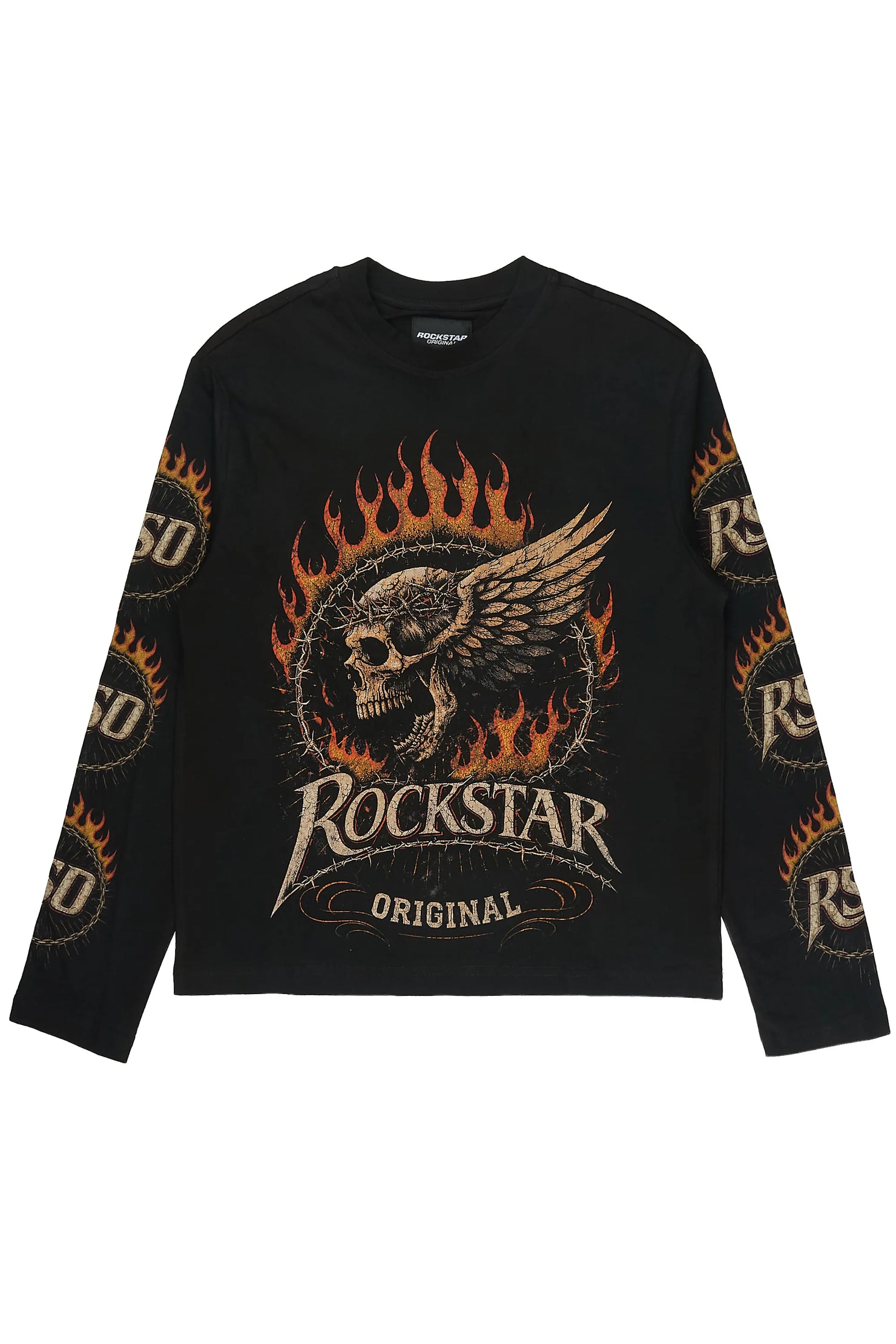 Boys Destan Black Long Sleeve Graphic T-Shirt