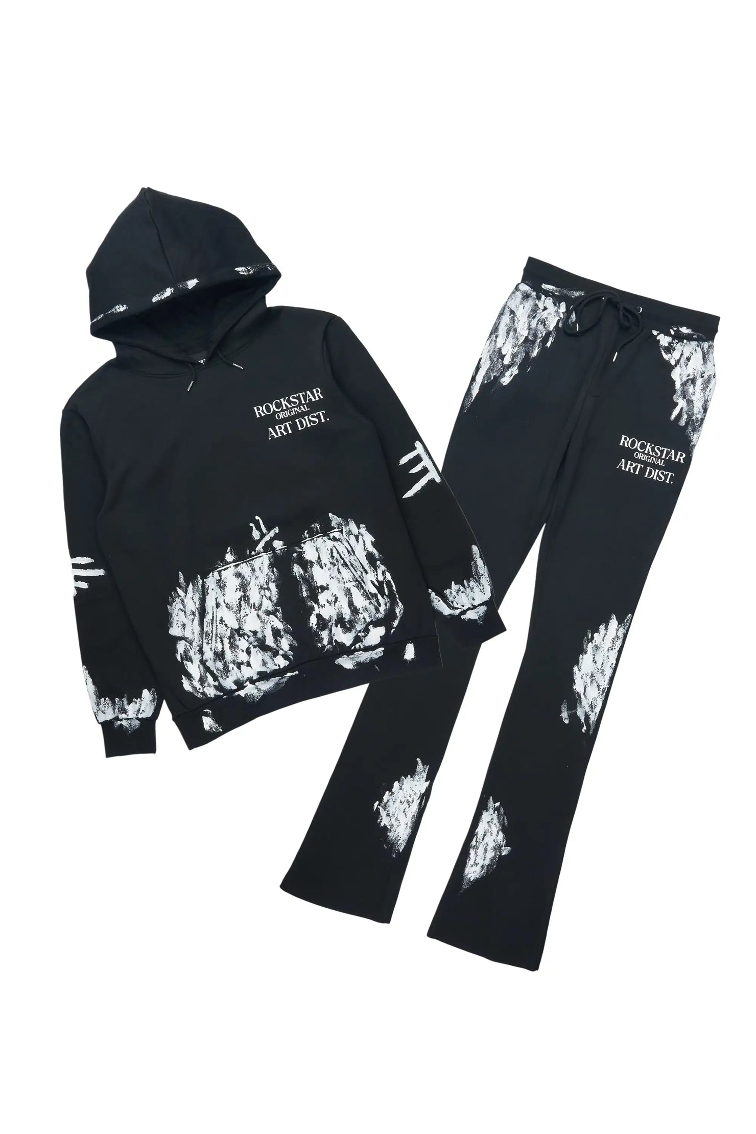 Filip Black Hoodie/Stacked Pant Track Set