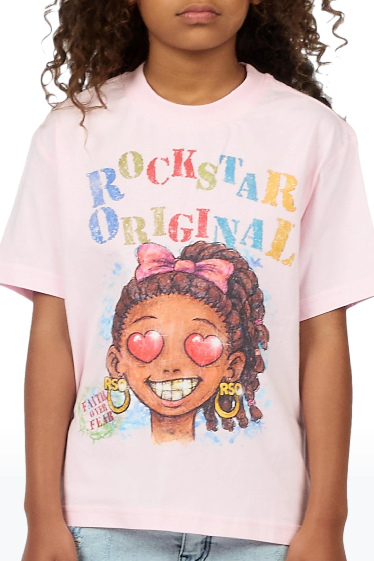 Girls Jaggy Light Pink Graphic T-Shirt