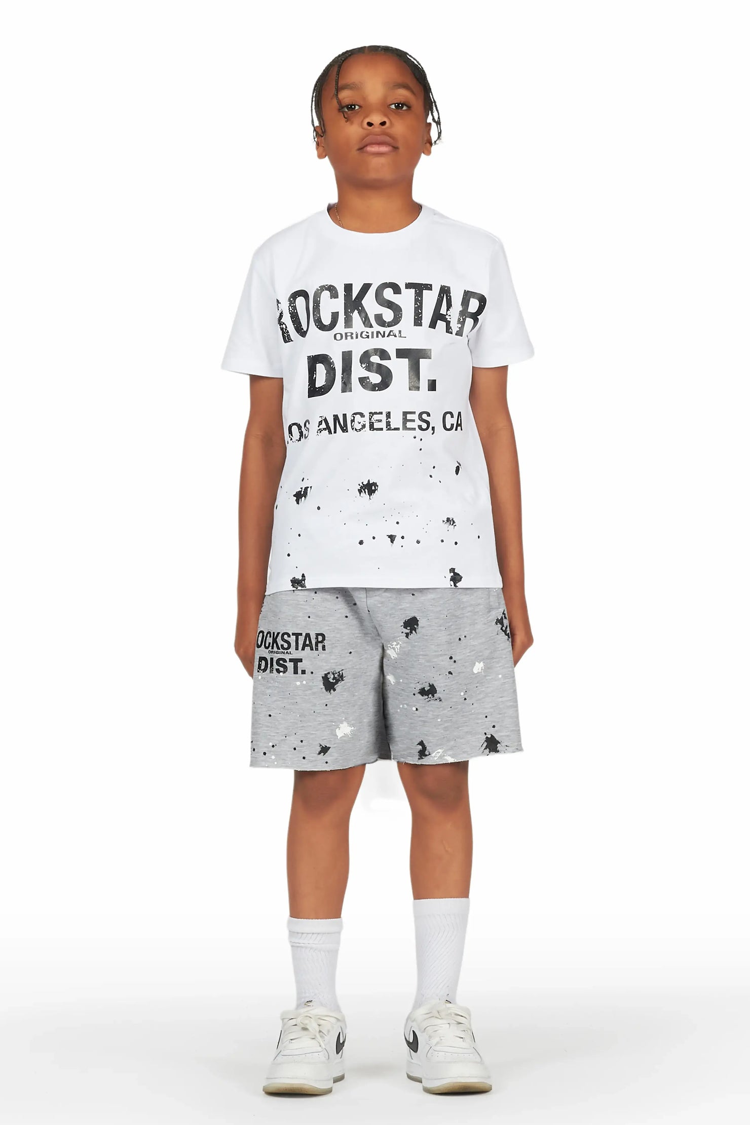 Boys Scottie White/Grey T-Shirt Short Set