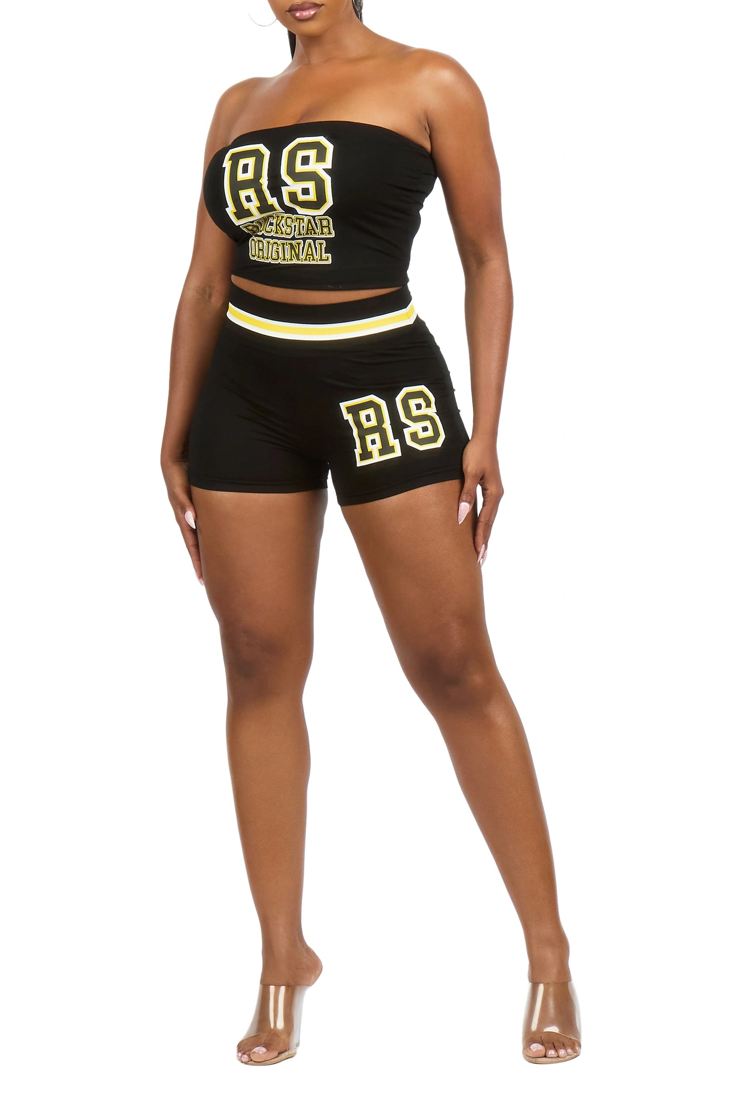 Celestina Black Tube Short Set