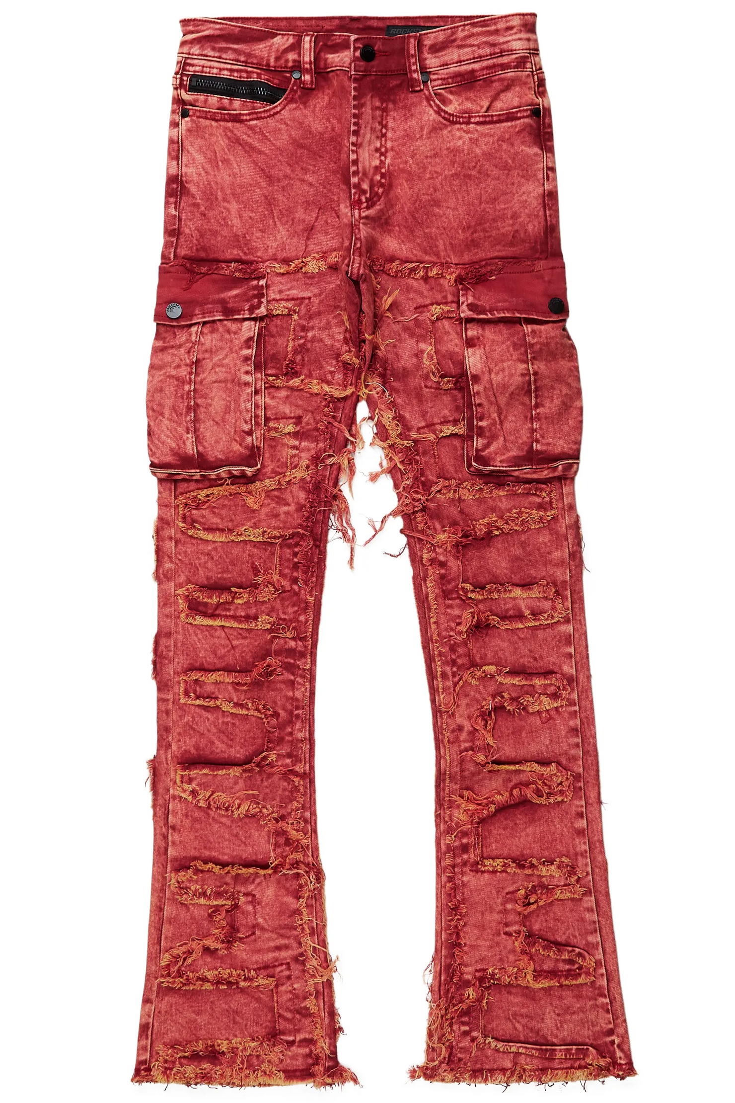 Slater Red Stacked Flare Jean