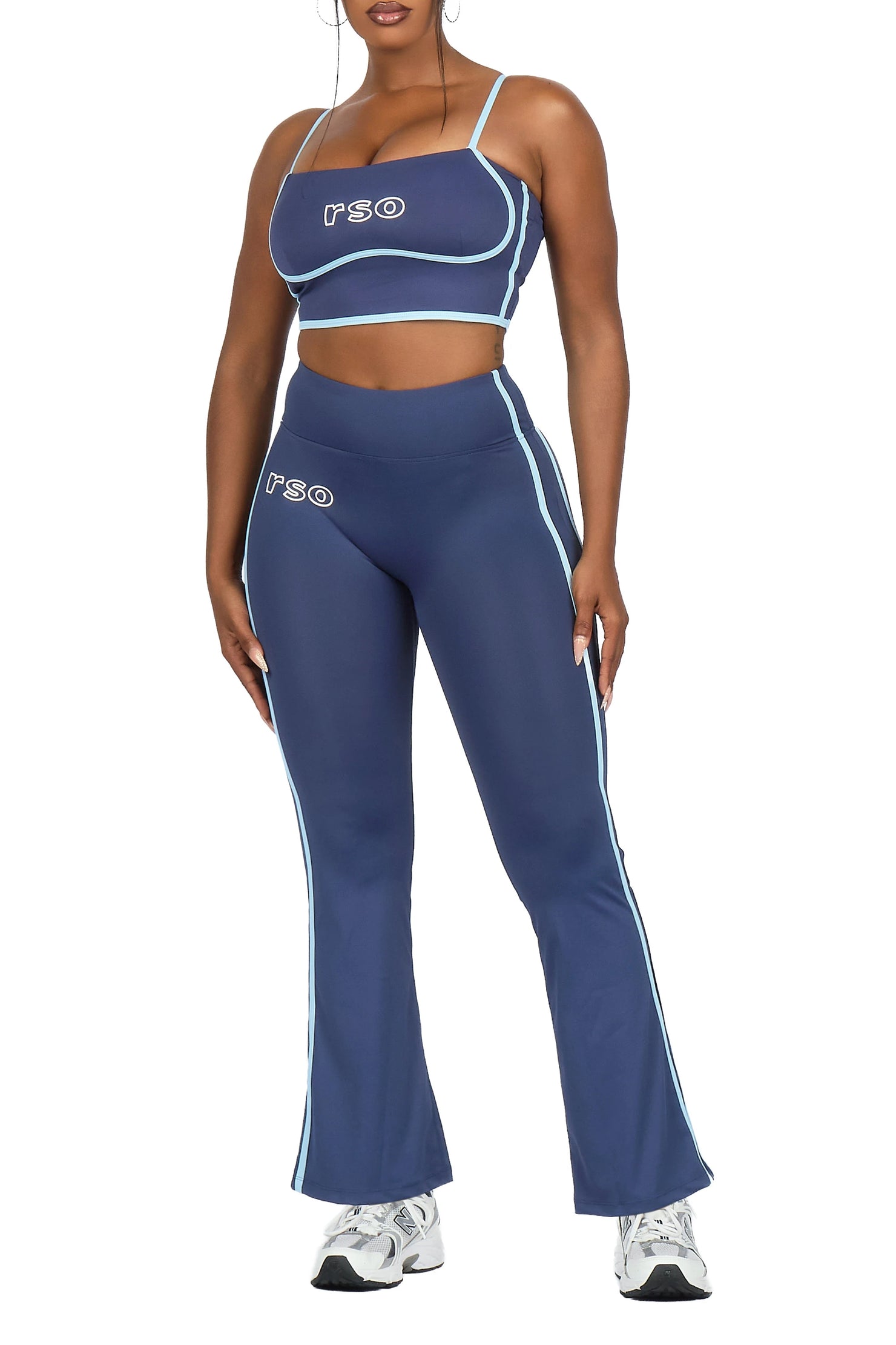 Karmen Navy Tank Active Flare Pant Set